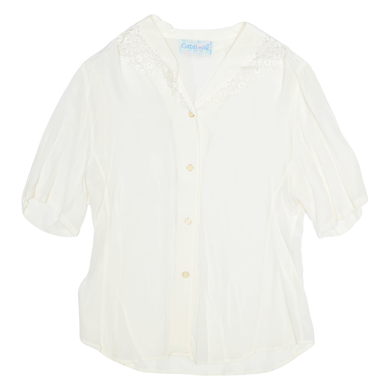 GABRIELLE Womens Blouse Cream V-Neck M Refurbished - N/A refurbished available on Cerqular