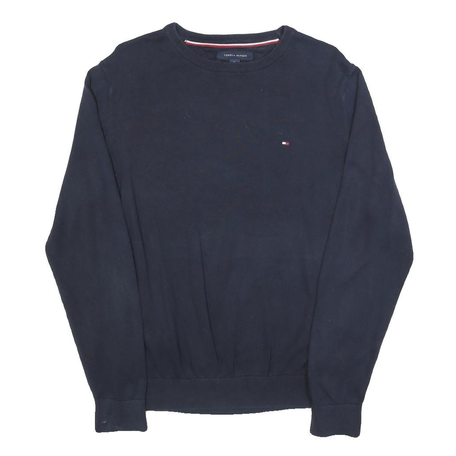 TOMMY HILFIGER Mens Navy Plain Cotton Crew Neck Basic Knit Jumper M Classic Refurbished - N/A refurbished available on Cerqular