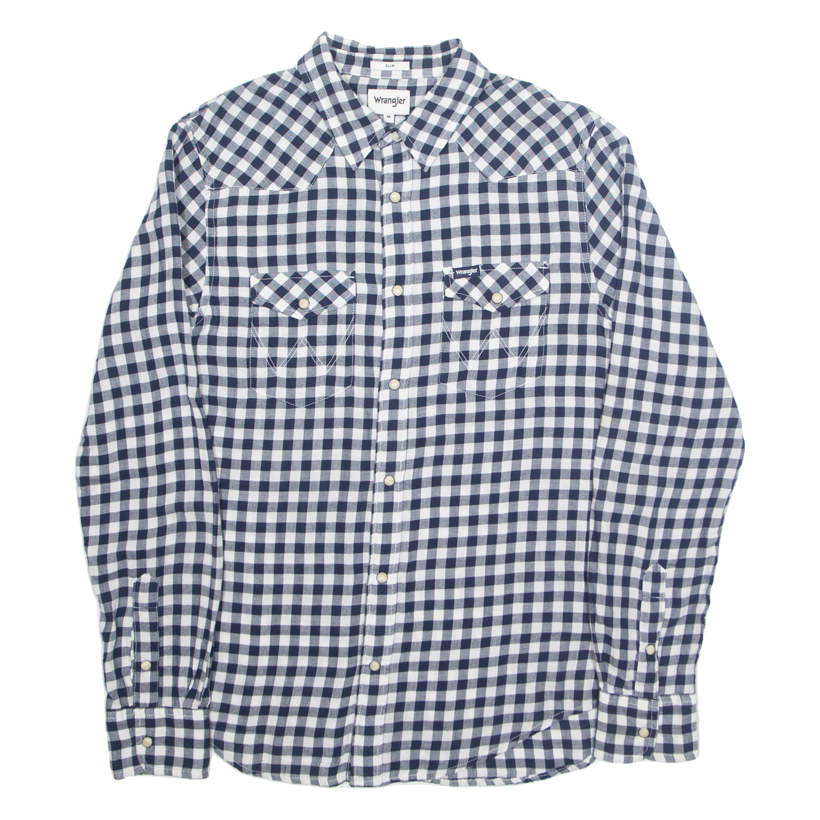 WRANGLER Slim Fit Mens Shirt Blue Gingham Long Sleeve M Refurbished - N/A refurbished available on Cerqular