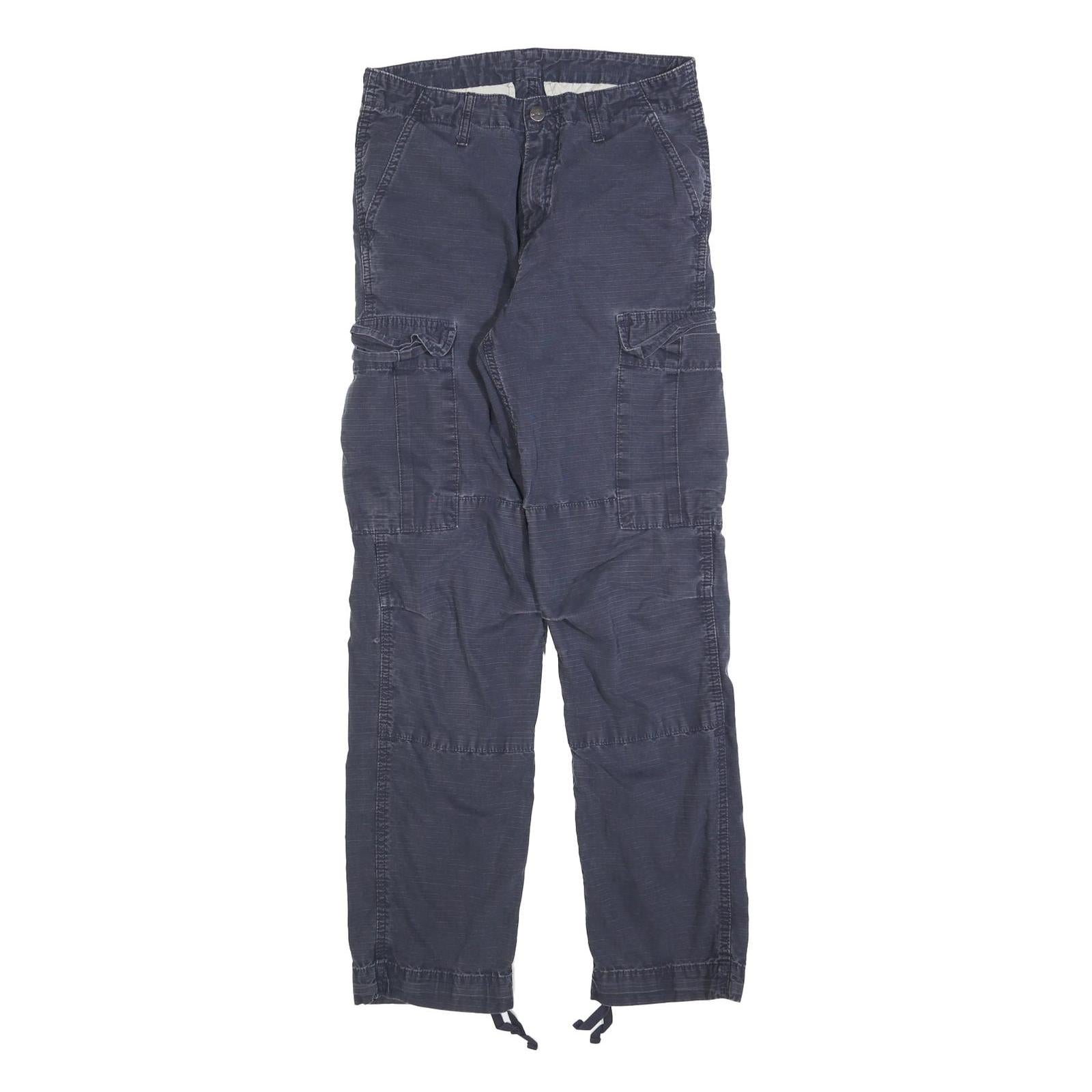 CARHARTT Mens Regular Fit Navy Blue Cargo Cotton Blend Trousers W29 L32 Durable Refurbished - N/A refurbished available on Cerqular