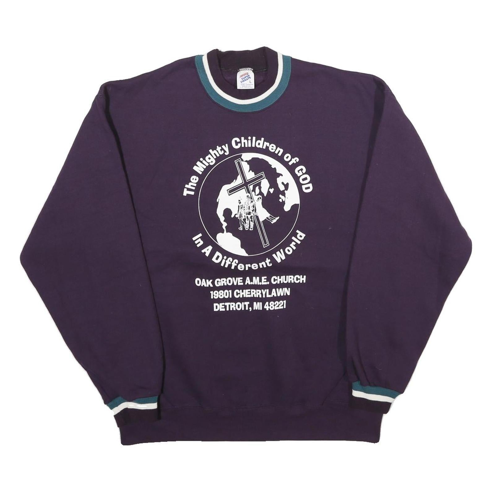 JERZEES Mens Blue Crew Neck L Church Logo Cotton Blend Sweatshirt Refurbished - N/A refurbished available on Cerqular