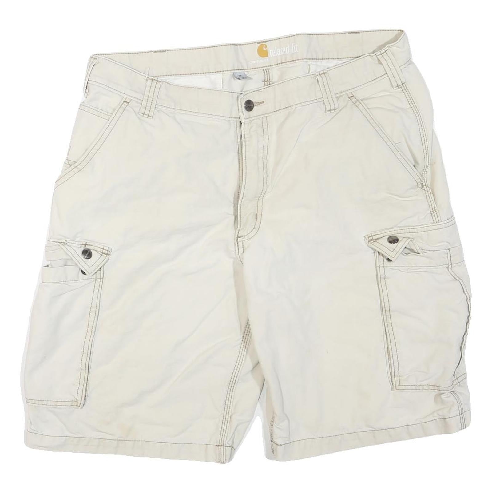 CARHARTT Mens Shorts Beige Cargo Relaxed Fit L W38 Durable Cotton Blend Refurbished - N/A refurbished available on Cerqular