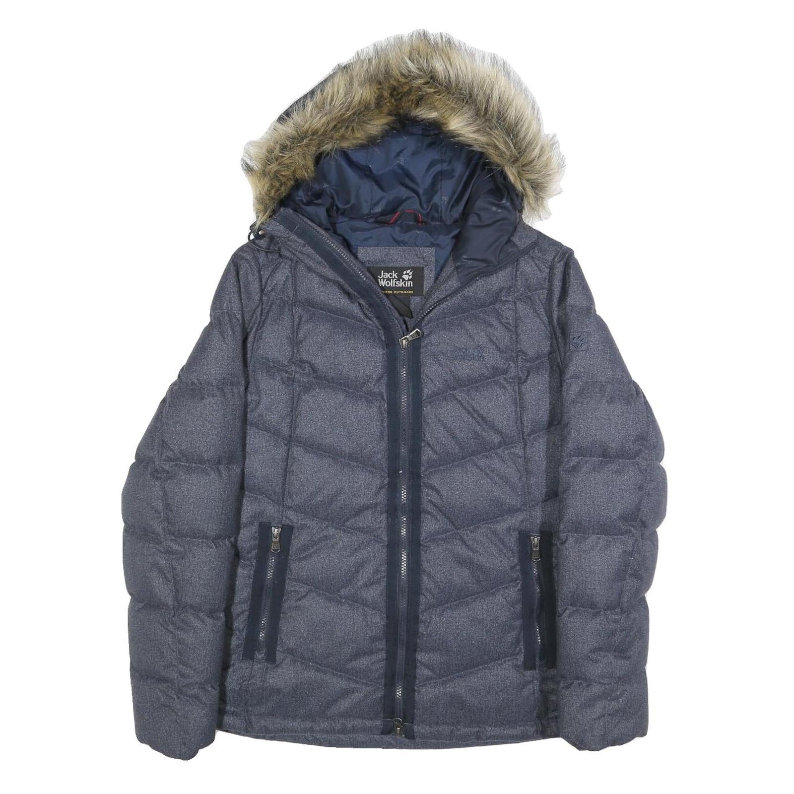 JACK WOLFSKIN Womens Blue Denim Outdoor Jacket UK 12 Polyester Blend Puffer Zip Refurbished - N/A refurbished available on Cerqular