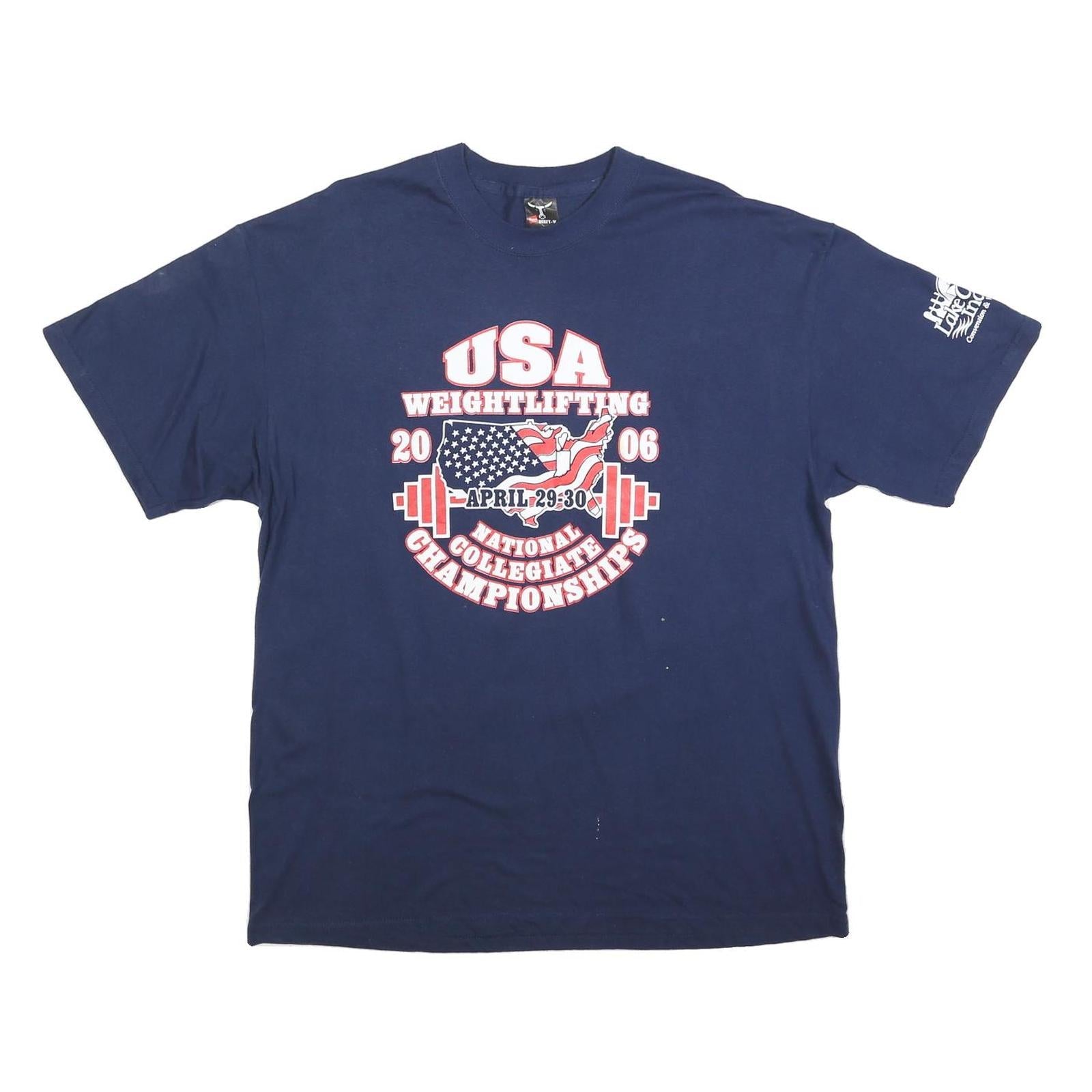 Buy HANES Mens Navy USA Weightlifting Graphic T-Shirt XL Short Sleeve Crew Neck Refurbished - $18.19 HANES Mens Navy USA Weightlifting Graphic T-Shirt XL Short Sleeve Crew Neck Refurbished - N/A refurbished available on Cerqular