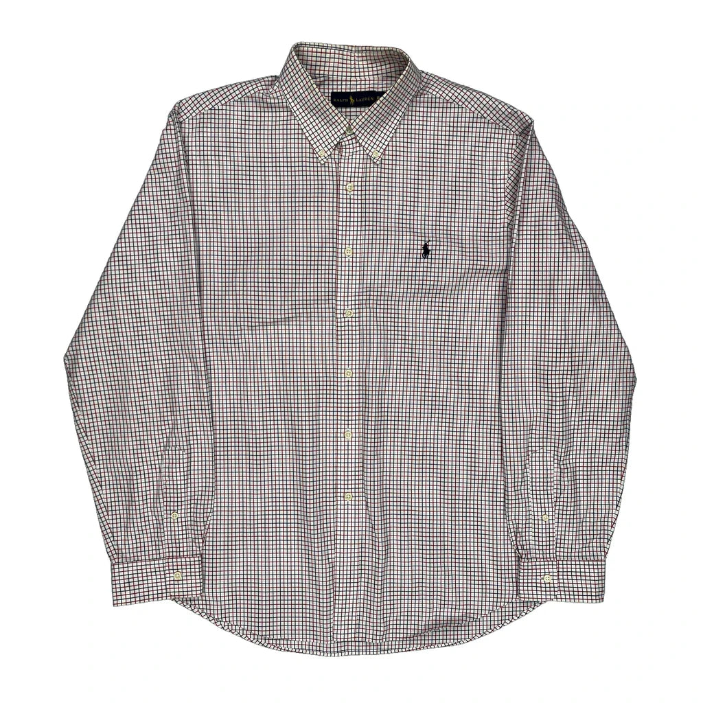 Ralph Lauren Checked Shirt - XL Blue Cotton Refurbished - Thrifted (note: this is a term often used to describe second- refurbished available on Cerqular