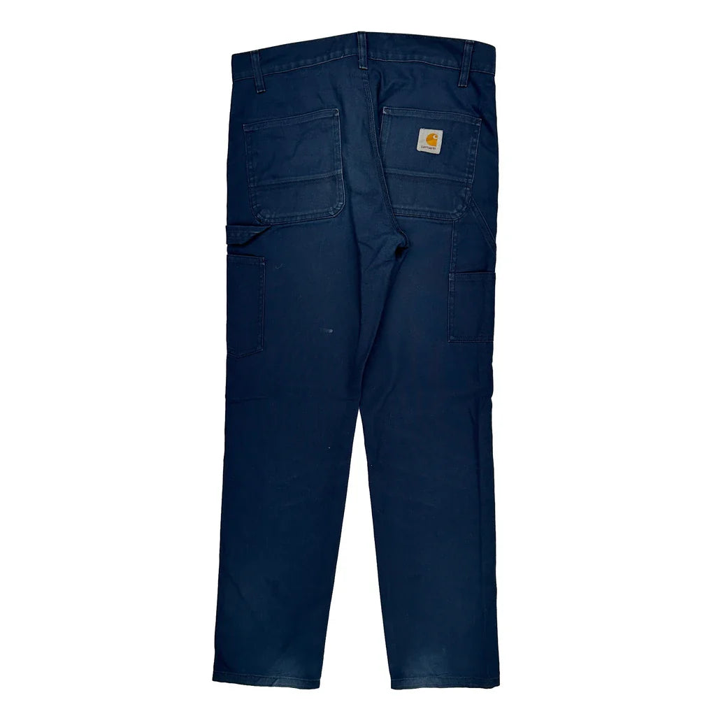 Carhartt Carpenter Trousers - 33W 32L Blue Cotton Refurbished - Thrifted (note: this is a term often used to describe second- refurbished available on Cerqular