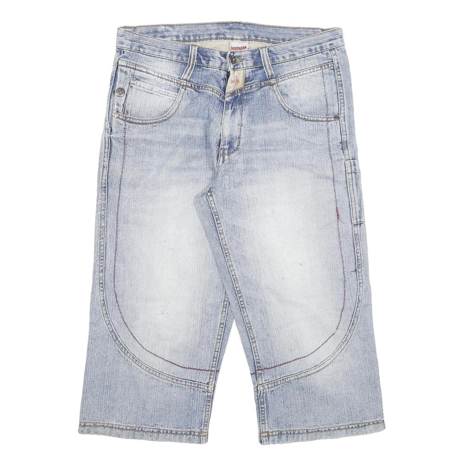 SOUTHERN Mens Cotton Blend Blue Casual Denim Shorts XL W34 Stylish Sewn Refurbished - N/A refurbished available on Cerqular
