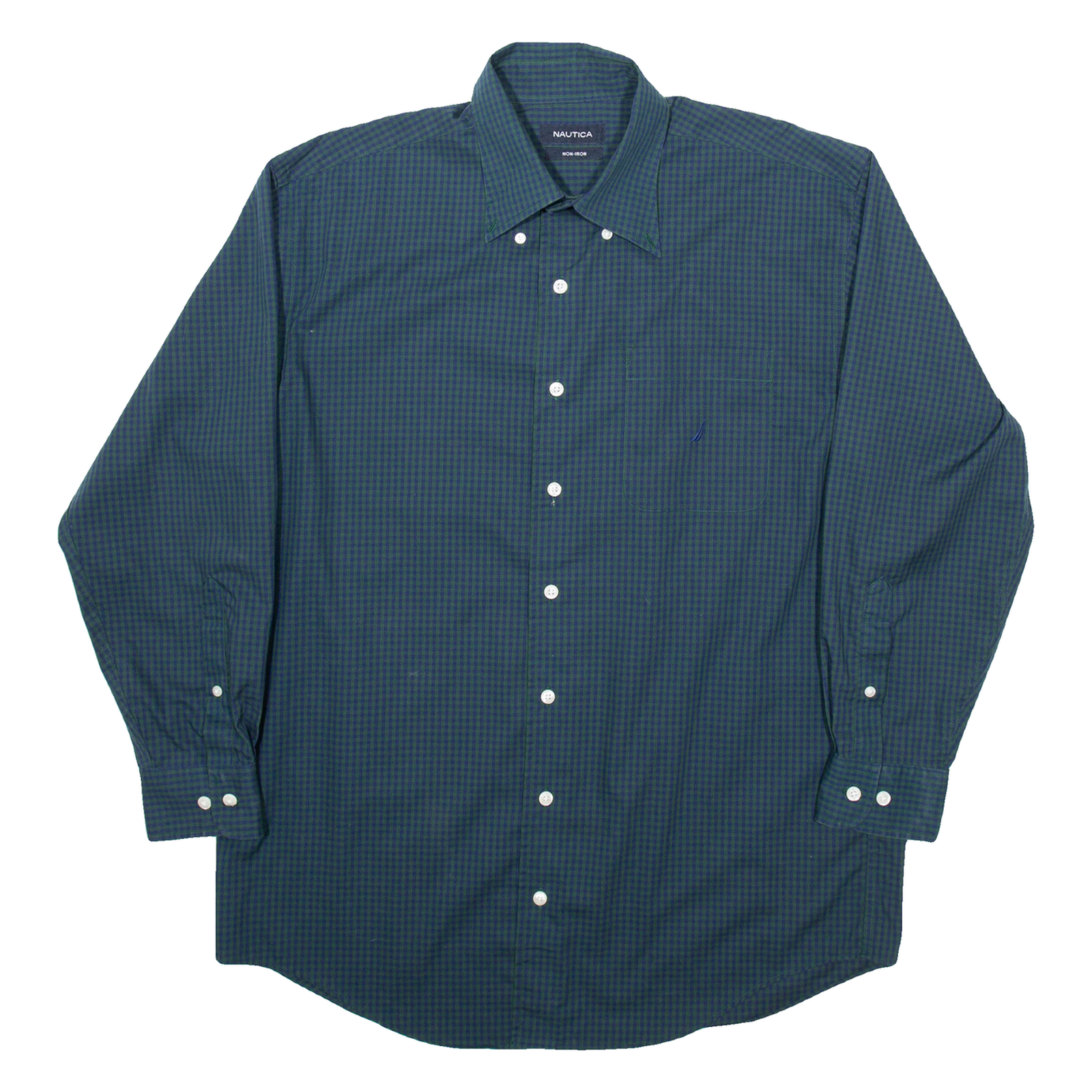 NAUTICA Mens Shirt Green Gingham Long Sleeve M Refurbished - N/A refurbished available on Cerqular