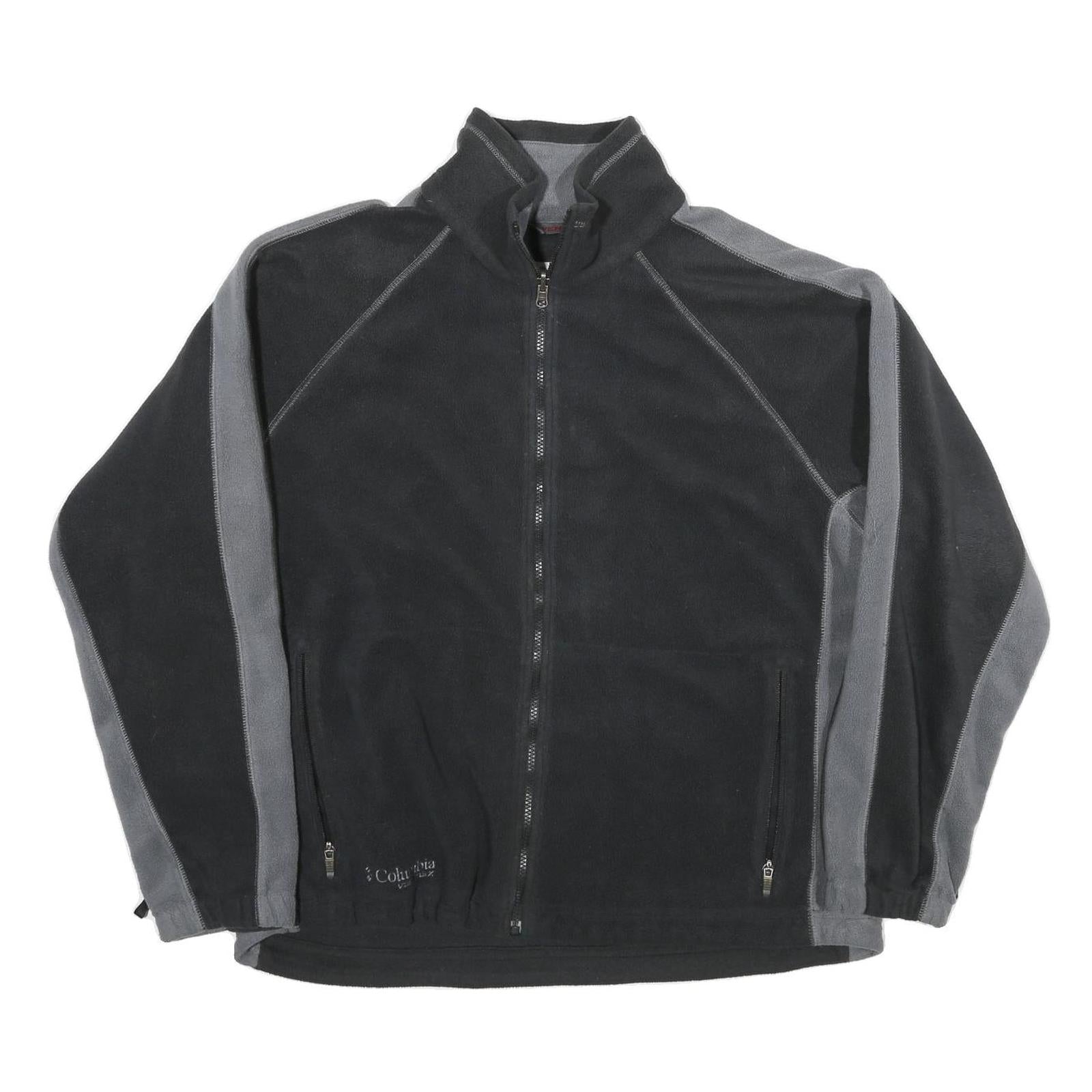 COLUMBIA Mens Black & Grey Fleece Jacket XL Polyester Blend Outdoor Zip Refurbished - N/A refurbished available on Cerqular
