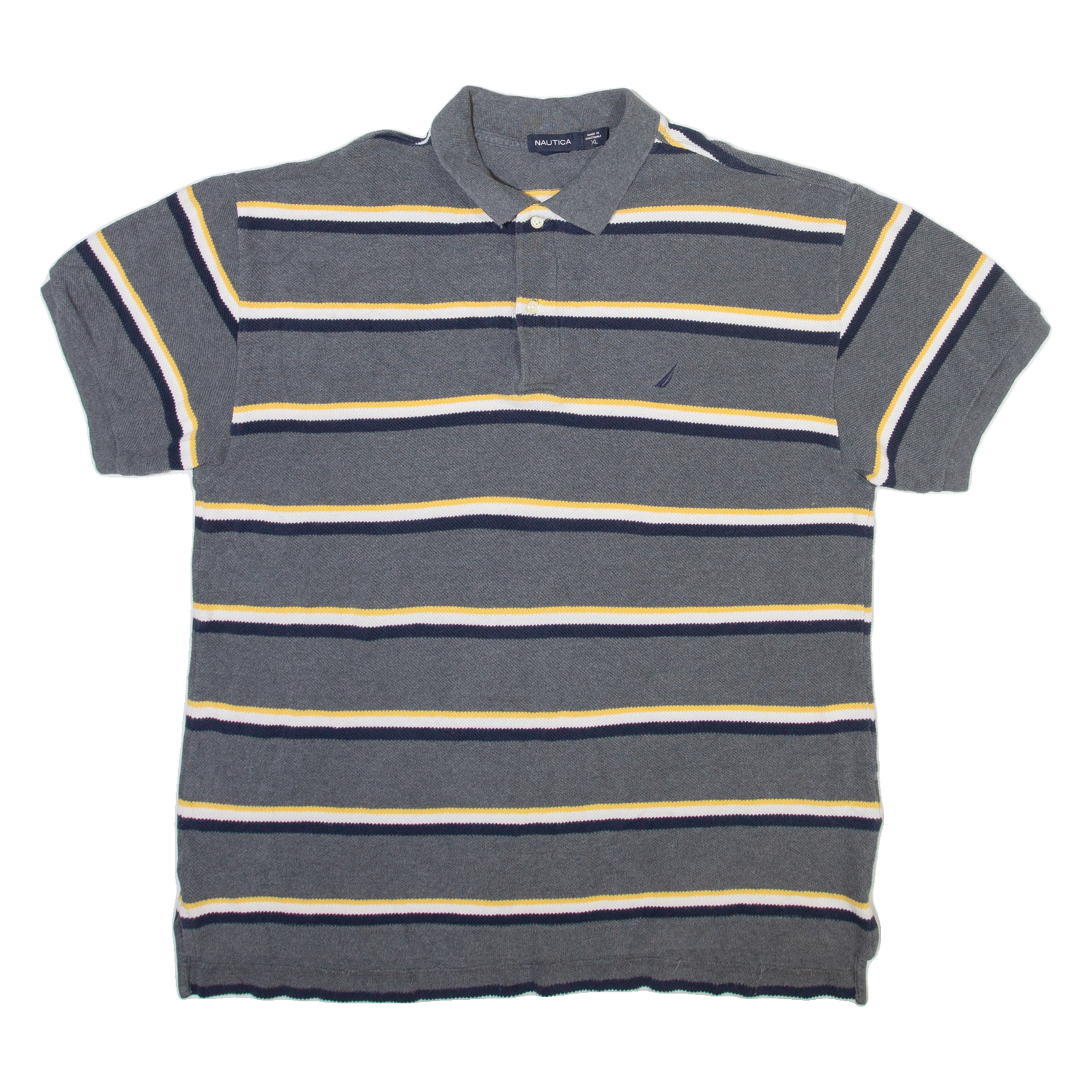 NAUTICA Mens Polo Shirt Grey Striped XL Refurbished - N/A refurbished available on Cerqular