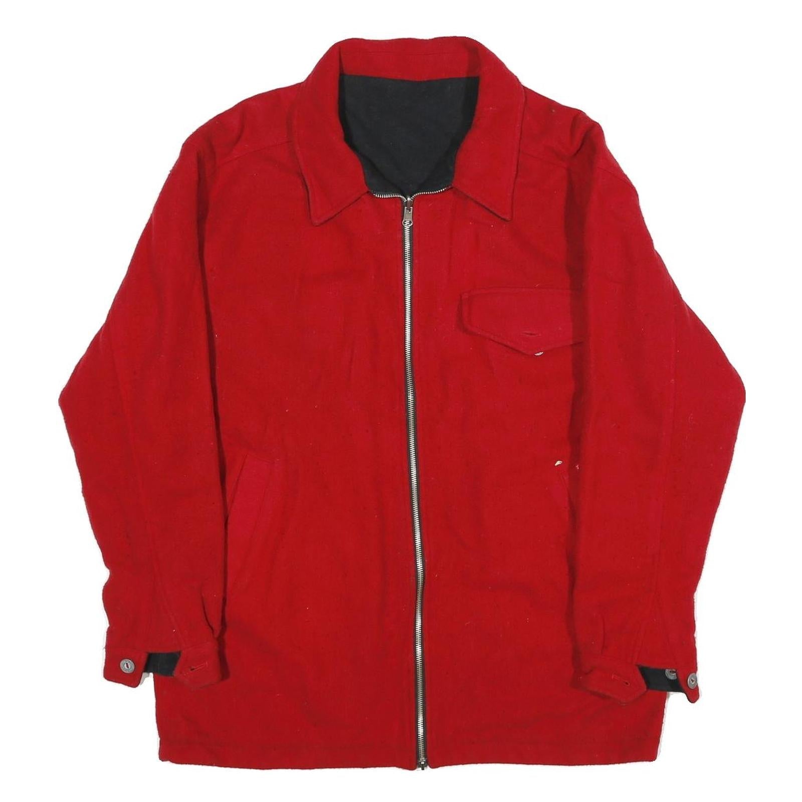 MARLBORO Mens Red Cotton Blend Zip Jacket L Classic Casual Outerwear Refurbished - N/A refurbished available on Cerqular