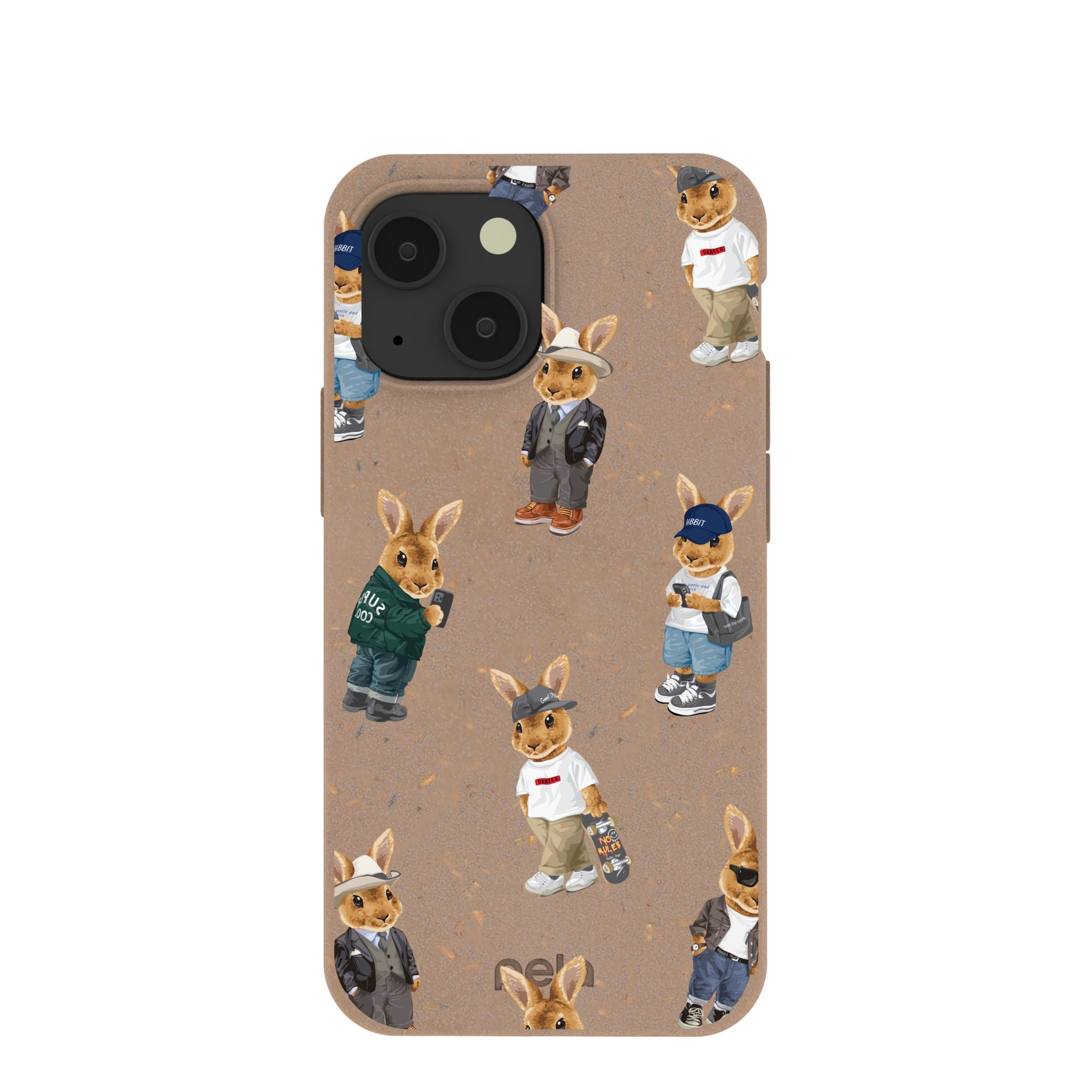 Chocolate Brown Rabbit Friends iPhone 13 Mini Case Refurbished - Pela Case refurbished available on Cerqular