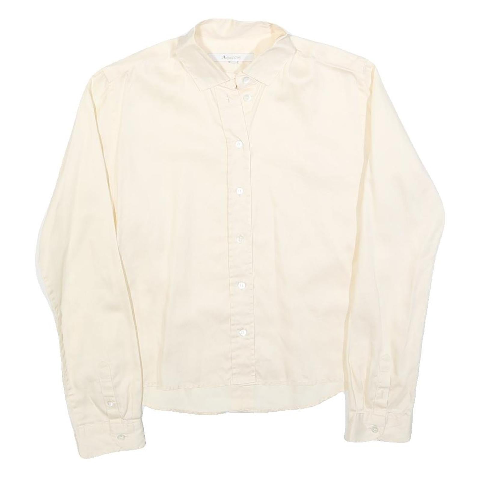 AQUASCUTUM Womens Cream Shirt S Classic Button Cotton Blend Refurbished - N/A refurbished available on Cerqular