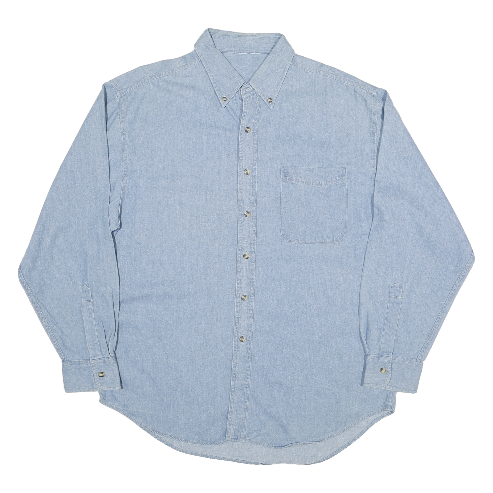 Mens Light Blue Plain Cotton Blend Shirt L Button Down Collar Casual Wear Refurbished - N/A refurbished available on Cerqular