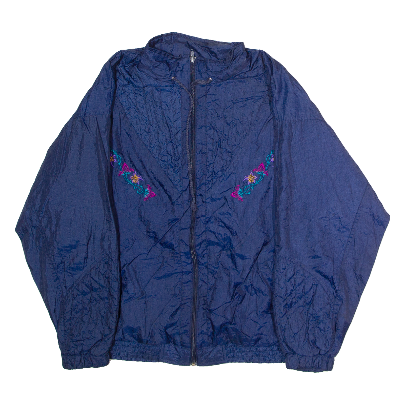 BOLD SPIRIT Womens Shell Jacket Blue Nylon 90s Floral S Refurbished - N/A refurbished available on Cerqular
