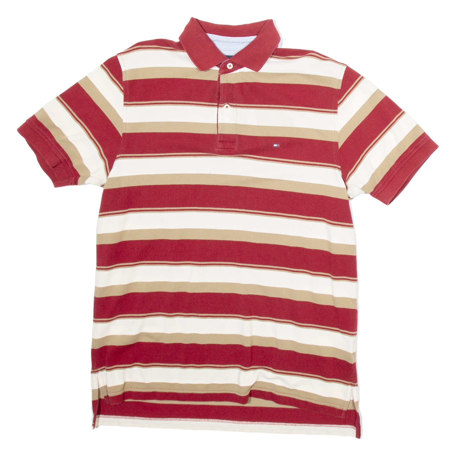 TOMMY HILFIGER Mens Polo Shirt Red Striped M Refurbished - N/A refurbished available on Cerqular