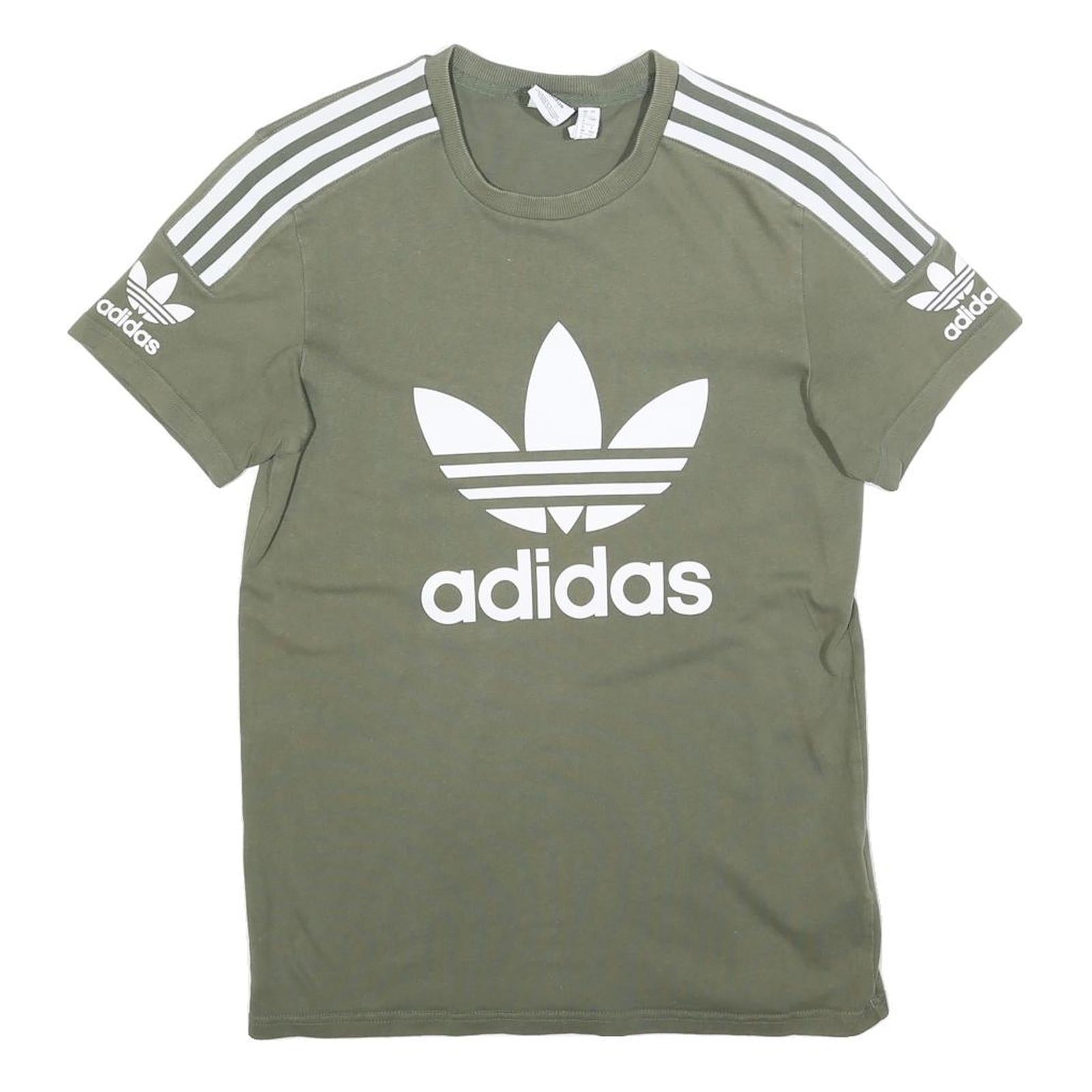 ADIDAS Womens Green T-Shirt UK 4 Short Sleeve Crew Neck Cotton Blend Logo Print Refurbished - N/A refurbished available on Cerqular