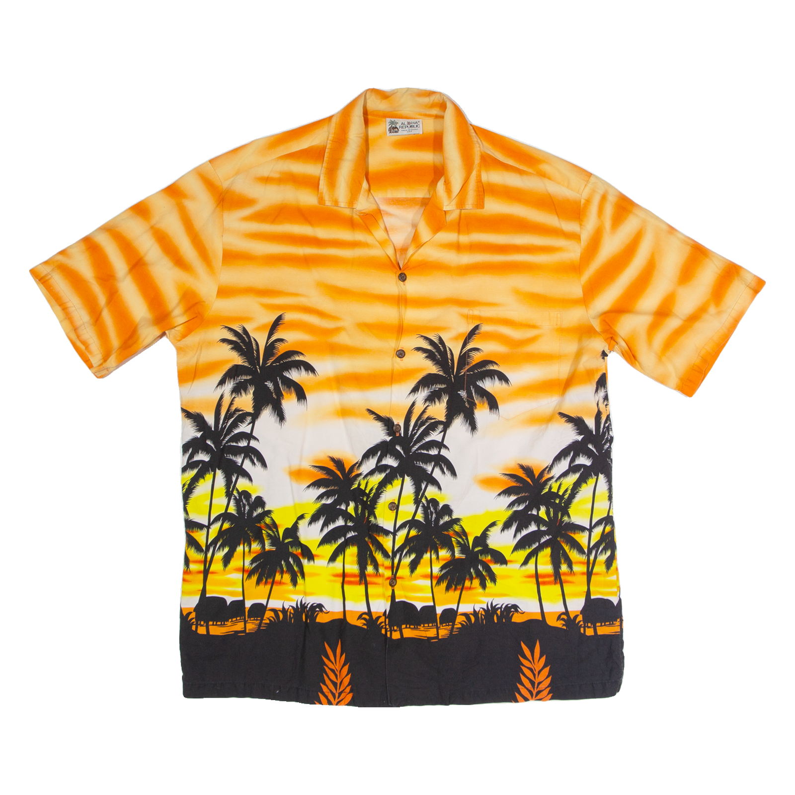 ALPHA REPUBLIC Mens Hawaiian Shirt Orange Crazy Pattern XL Refurbished - N/A refurbished available on Cerqular