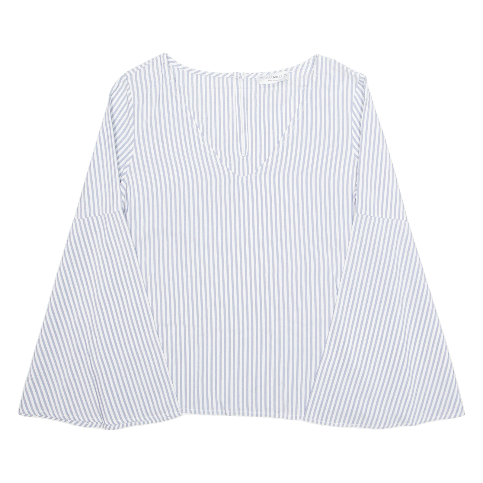 PULL&BEAR Womens Printed Blouse Purple V-Neck Long Sleeve Viscose Striped S Refurbished - N/A refurbished available on Cerqular