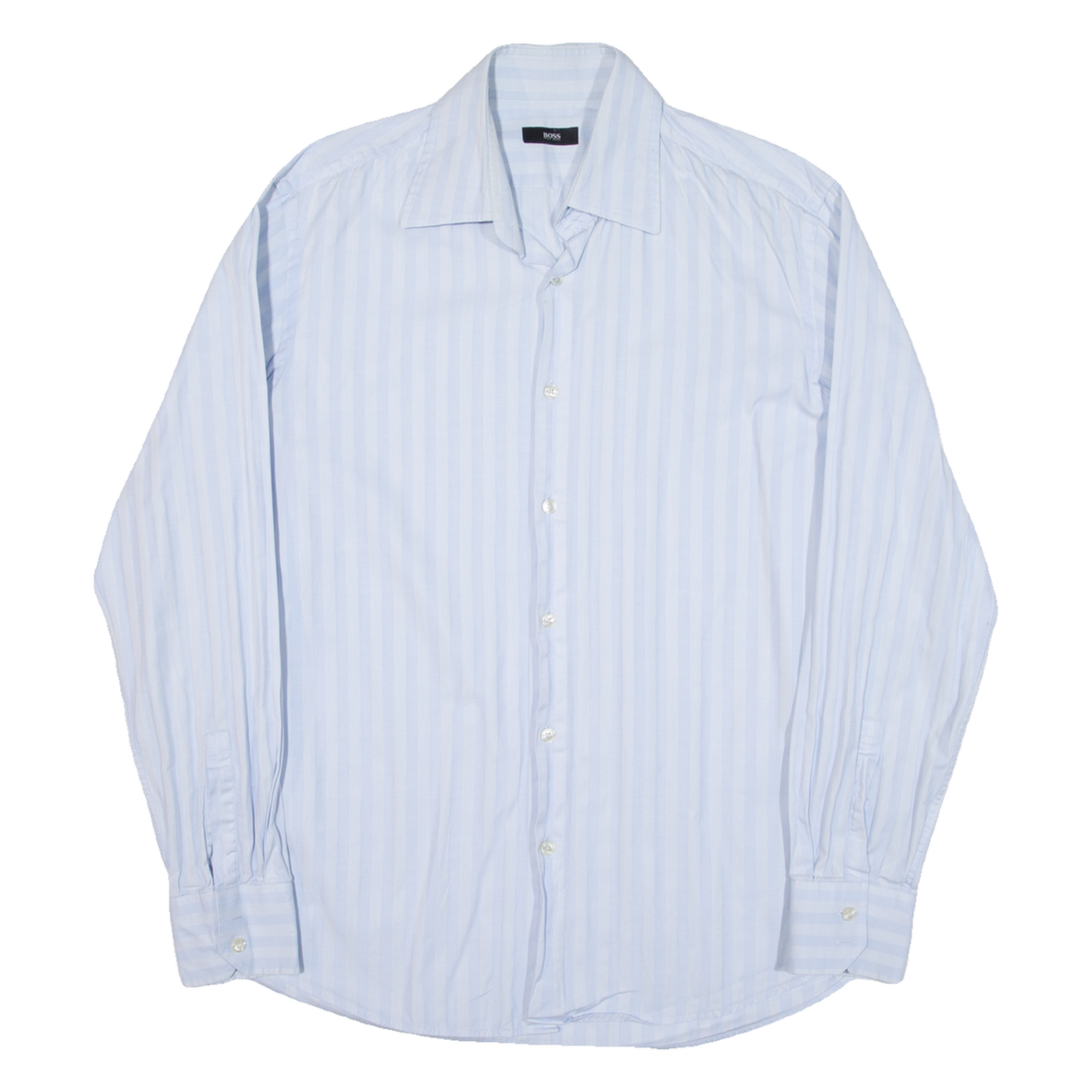 BOSS Mens Shirt Blue Striped Long Sleeve M Refurbished - N/A refurbished available on Cerqular