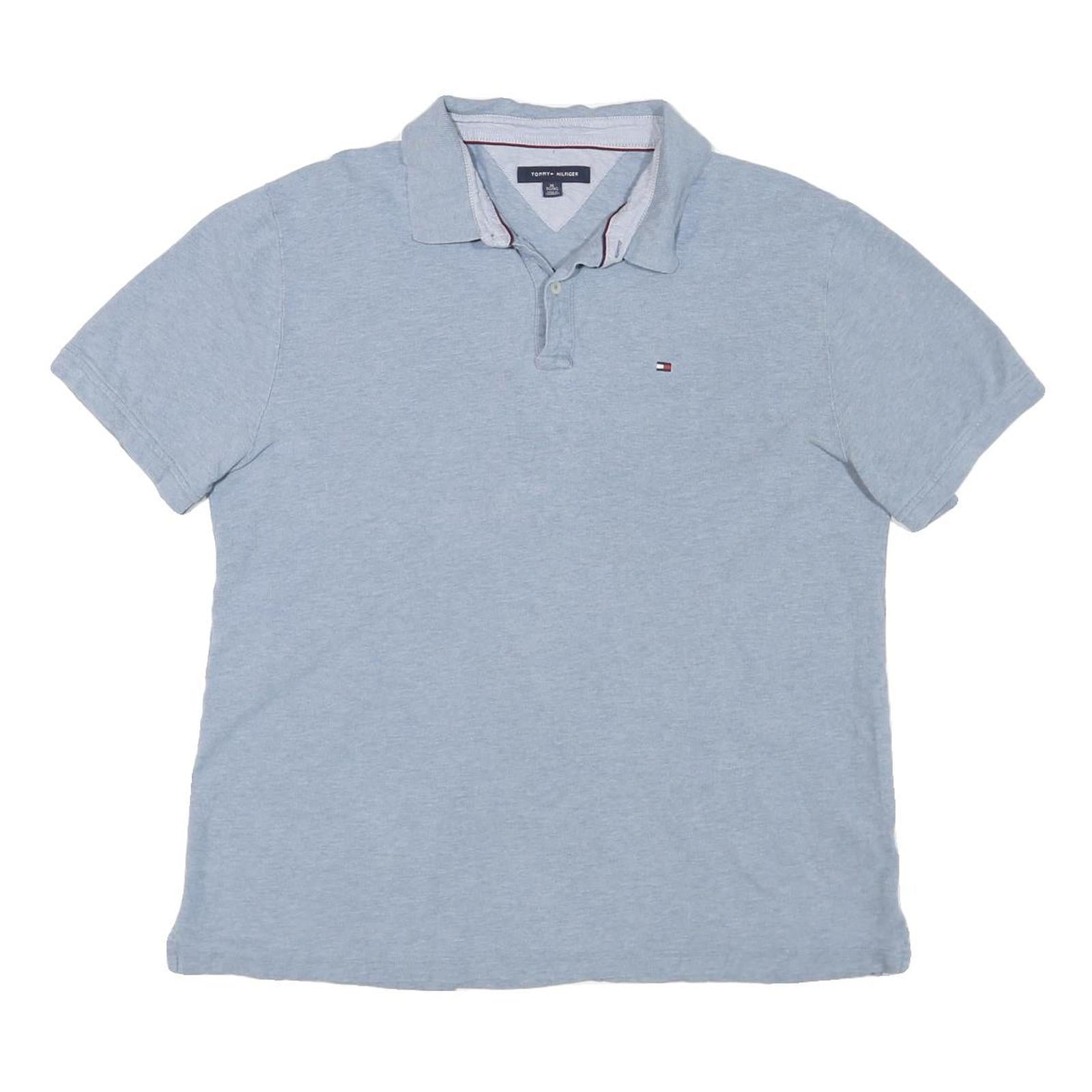 TOMMY HILFIGER Mens Blue Short Sleeve Plain Polo Shirt XL Classic Cotton Blend Refurbished - N/A refurbished available on Cerqular