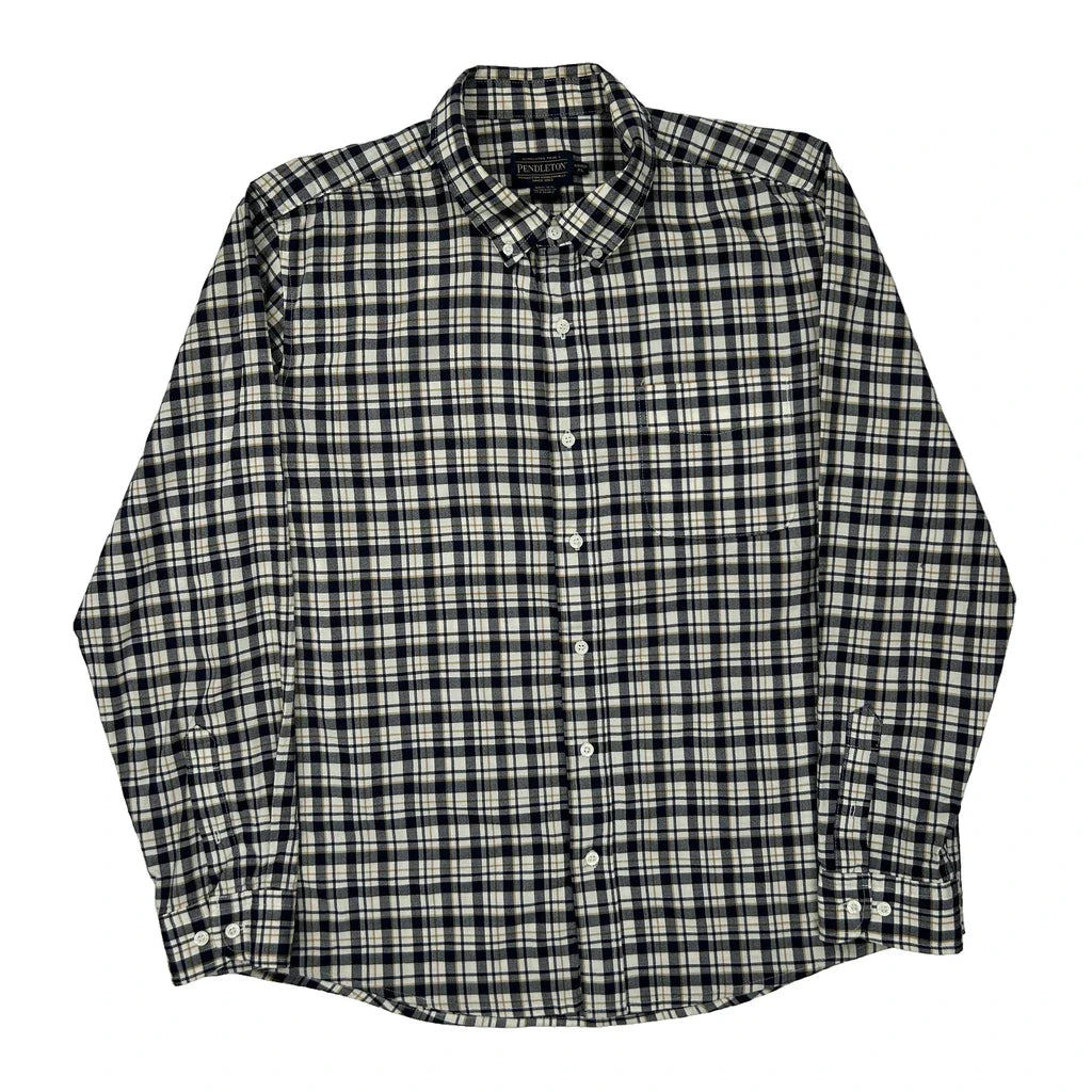 Pendleton Checked Shirt - XL Blue Cotton Refurbished - Thrifted (note: this is a term often used to describe second- refurbished available on Cerqular