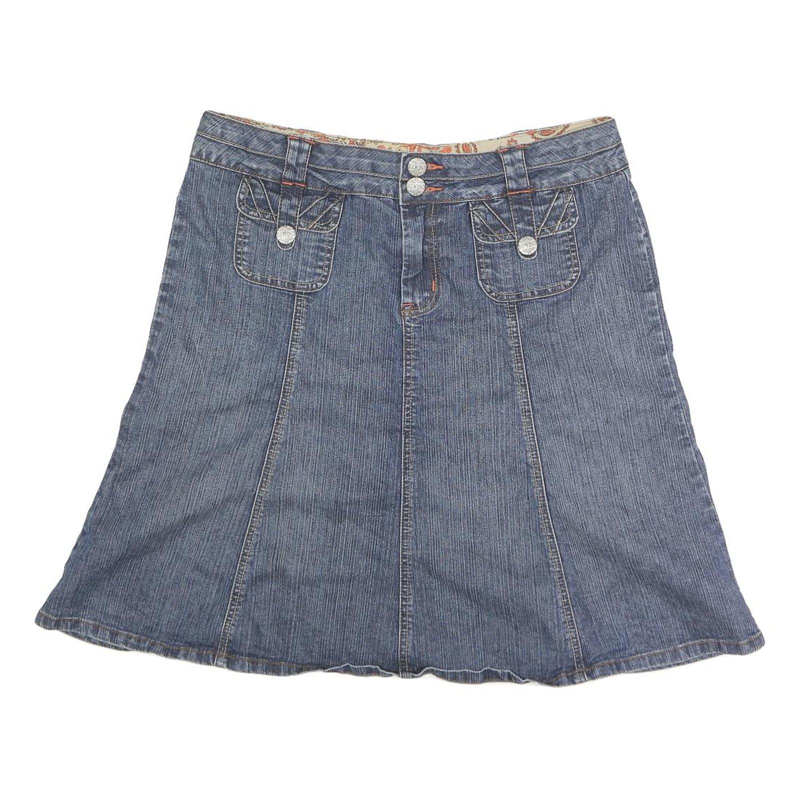 REWIND Womens Blue Denim Mini Cotton Blend Skirt M Casual Stylish Refurbished - N/A refurbished available on Cerqular