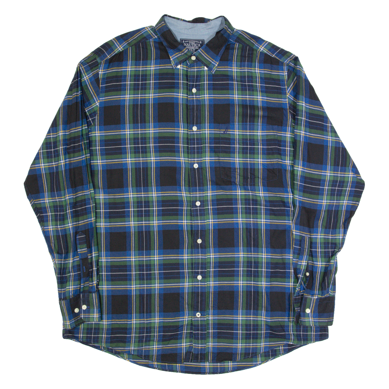 NAUTICA Tall Mens Shirt Blue Check Long Sleeve XL Refurbished - N/A refurbished available on Cerqular