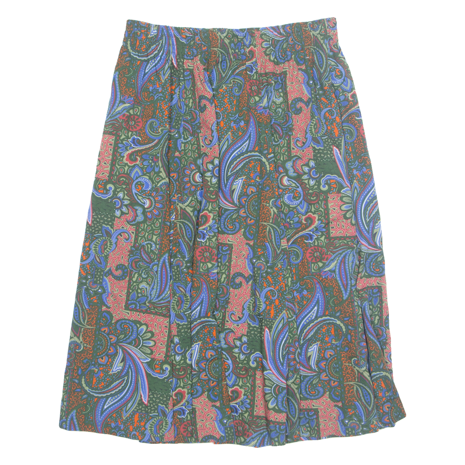 BON WORTH Pocketed Womens A-Line Skirt Blue Midi 90s Paisley XL Refurbished - N/A refurbished available on Cerqular