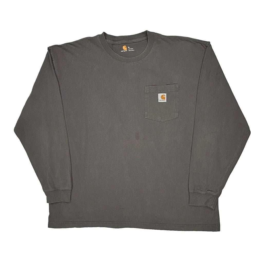 Carhartt Long Sleeve T-Shirt - XL Grey Cotton Refurbished - Thrifted (note: this is a term often used to describe second- refurbished available on Cerqular