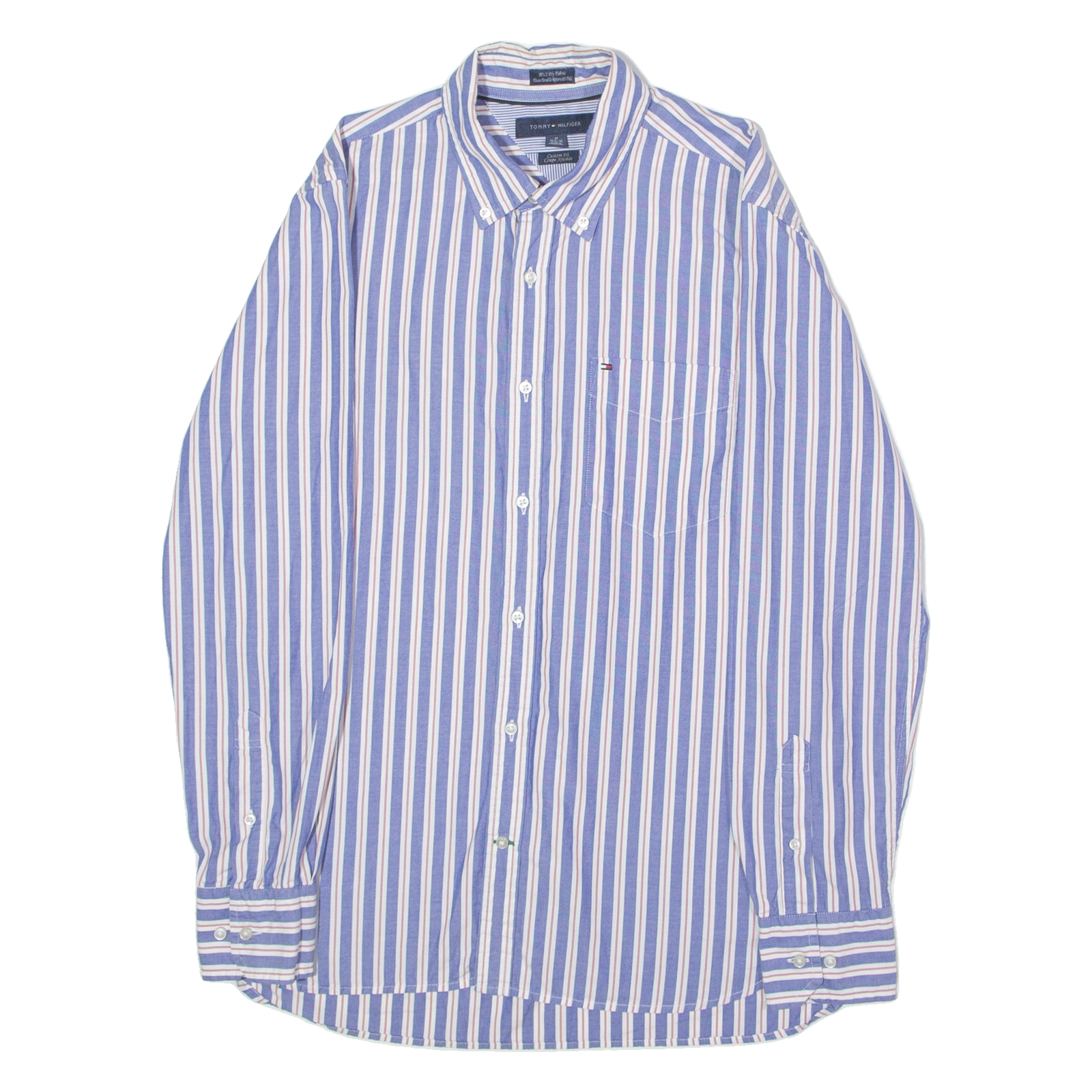 TOMMY HILFIGER Custom Fit Mens Shirt Blue Striped Long Sleeve M Refurbished - N/A refurbished available on Cerqular