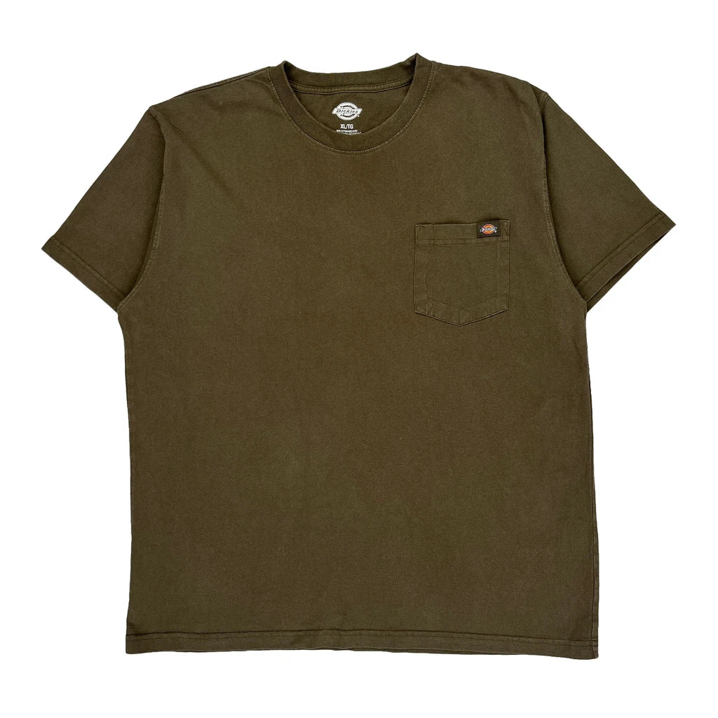 Dickies T-Shirt - XL Green Cotton Refurbished - Thrifted (note: this is a term often used to describe second- refurbished available on Cerqular