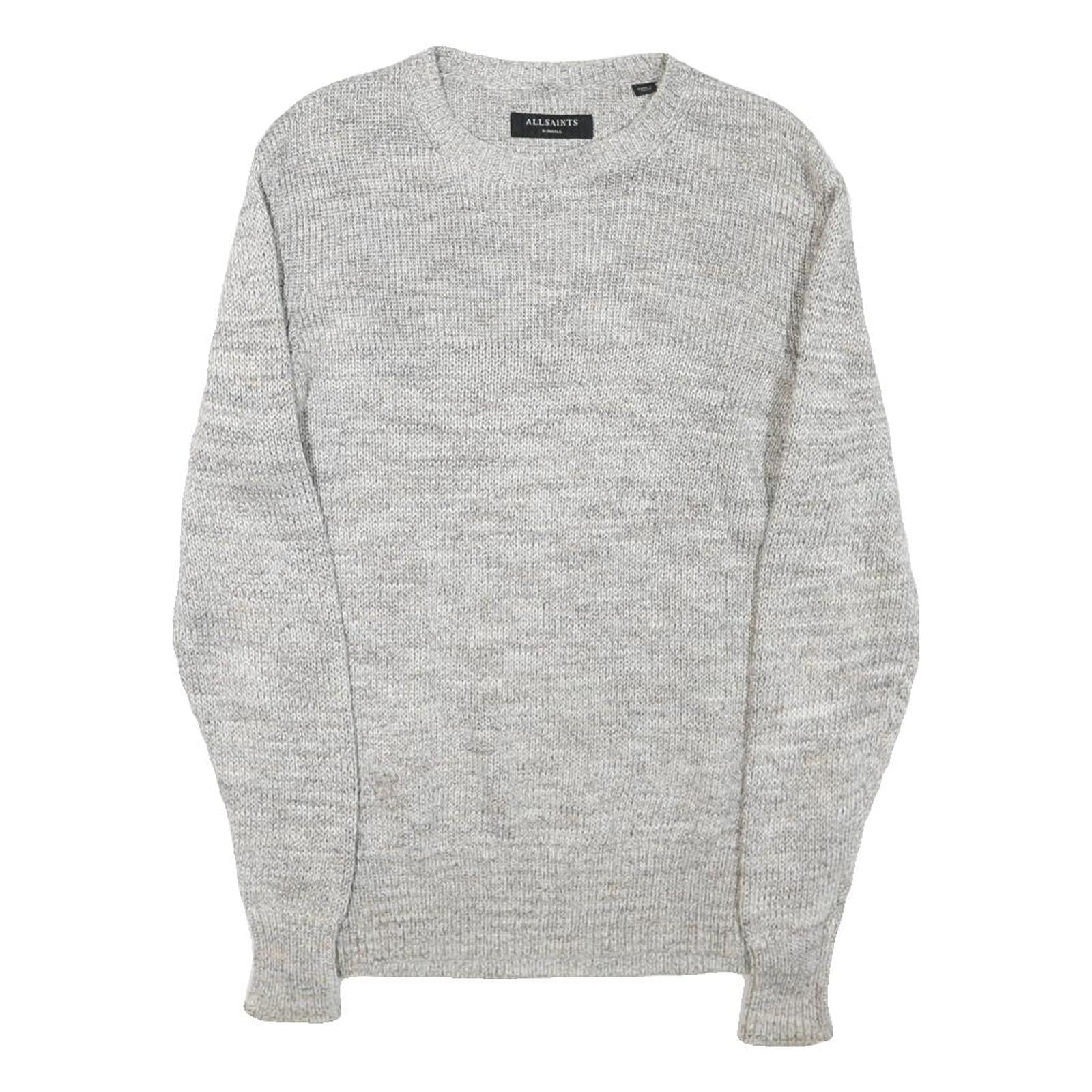 ALL SAINTS Mens Grey Plain Cotton Blend Crew Neck Basic Knit Jumper XS Casual Refurbished - N/A refurbished available on Cerqular