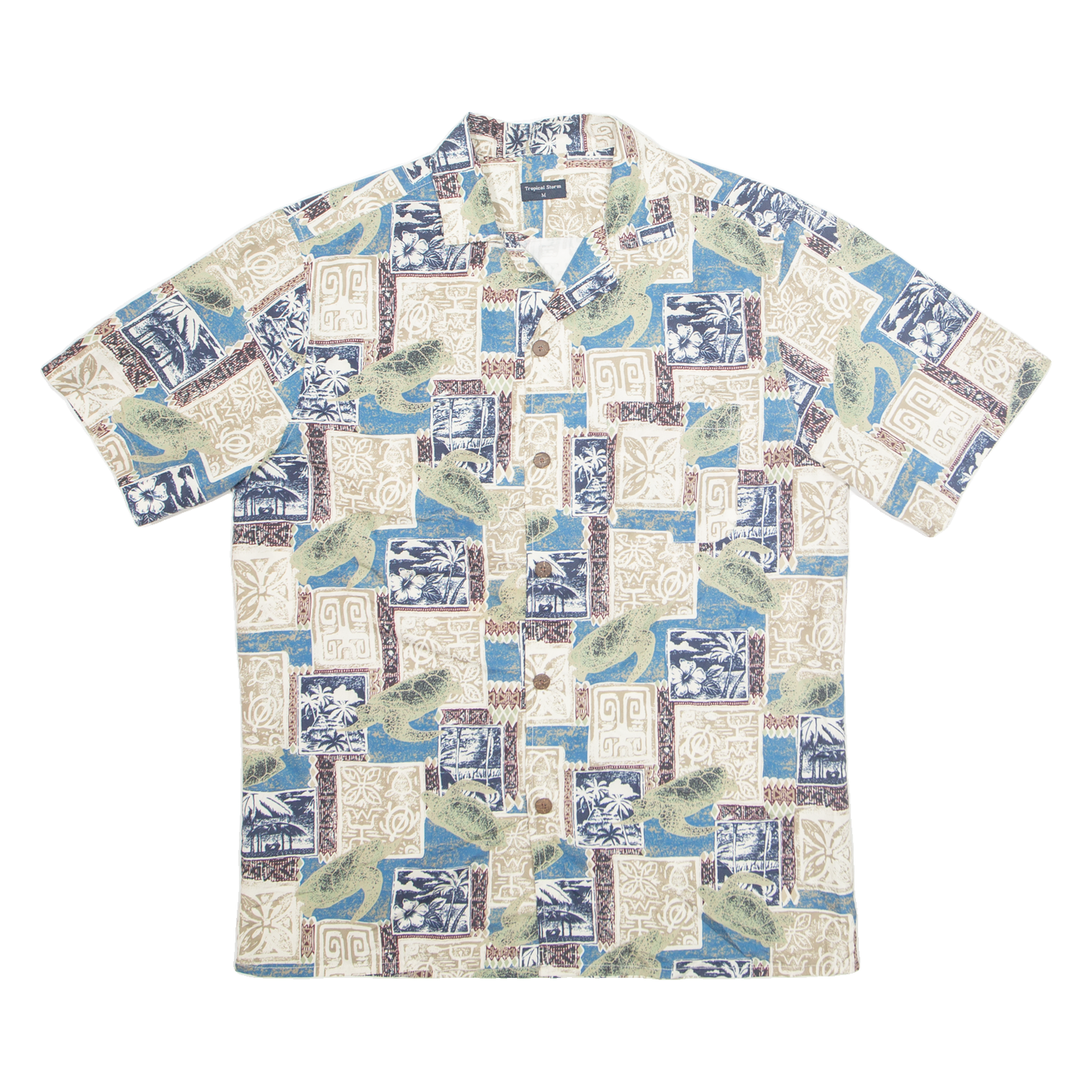 TROPICAL STORM Mens Hawaiian Shirt Blue Crazy Pattern M Refurbished - N/A refurbished available on Cerqular