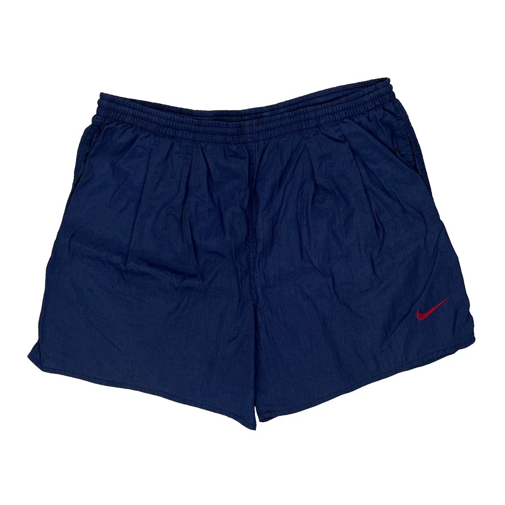 Nike Sport Shorts - Large Blue Polyester Refurbished - Thrifted (note: this is a term often used to describe second- refurbished available on Cerqular