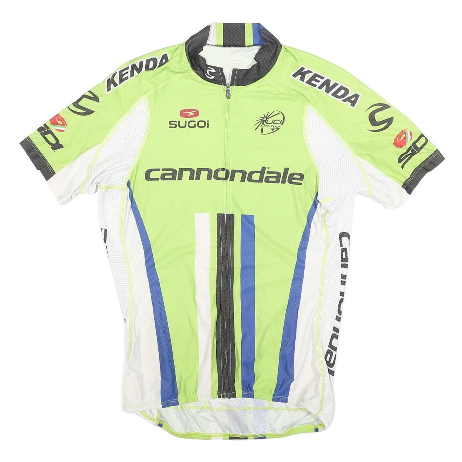SUGOI Mens Green & Blue Cannondale Graphic T-Shirt L Short Sleeve Zip Neck Refurbished - N/A refurbished available on Cerqular