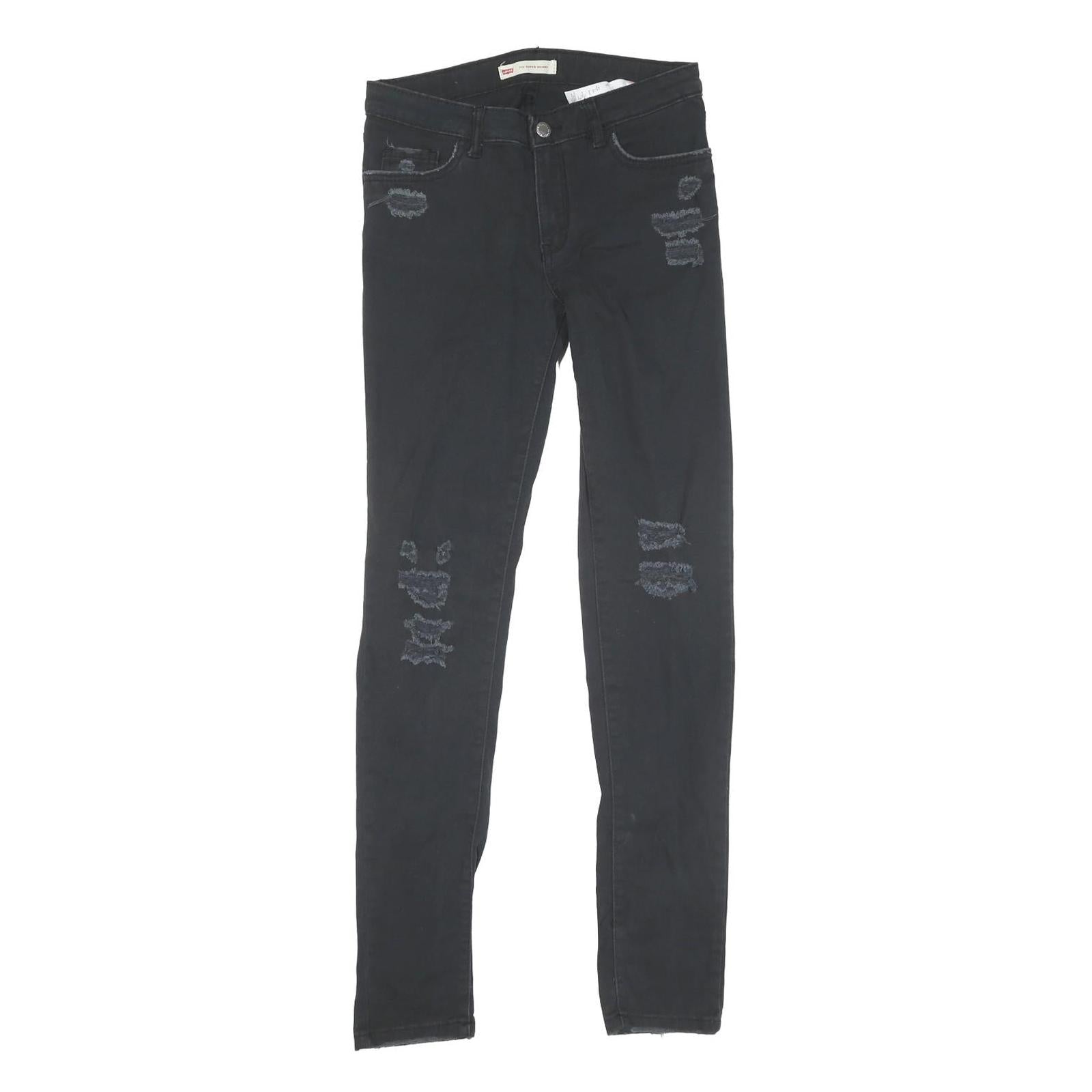 LEVI'S 710 Womens Jeans Black Regular Skinny Denim W28 L30 Distressed Style Refurbished - N/A refurbished available on Cerqular