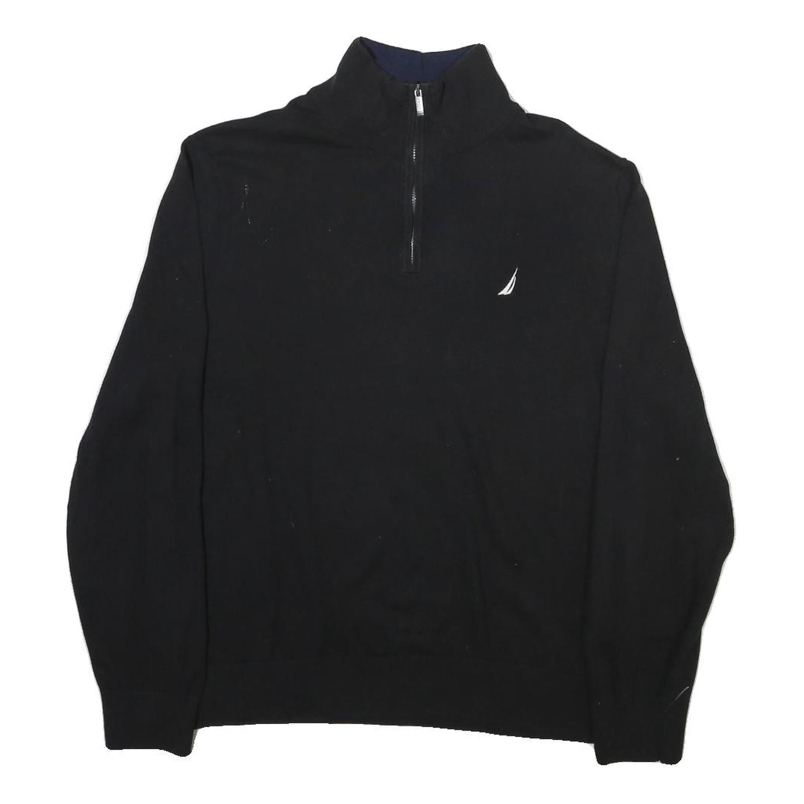 NAUTICA Mens Black Pullover Plain Crew Neck Basic Knit Jumper L Cotton Blend Refurbished - N/A refurbished available on Cerqular