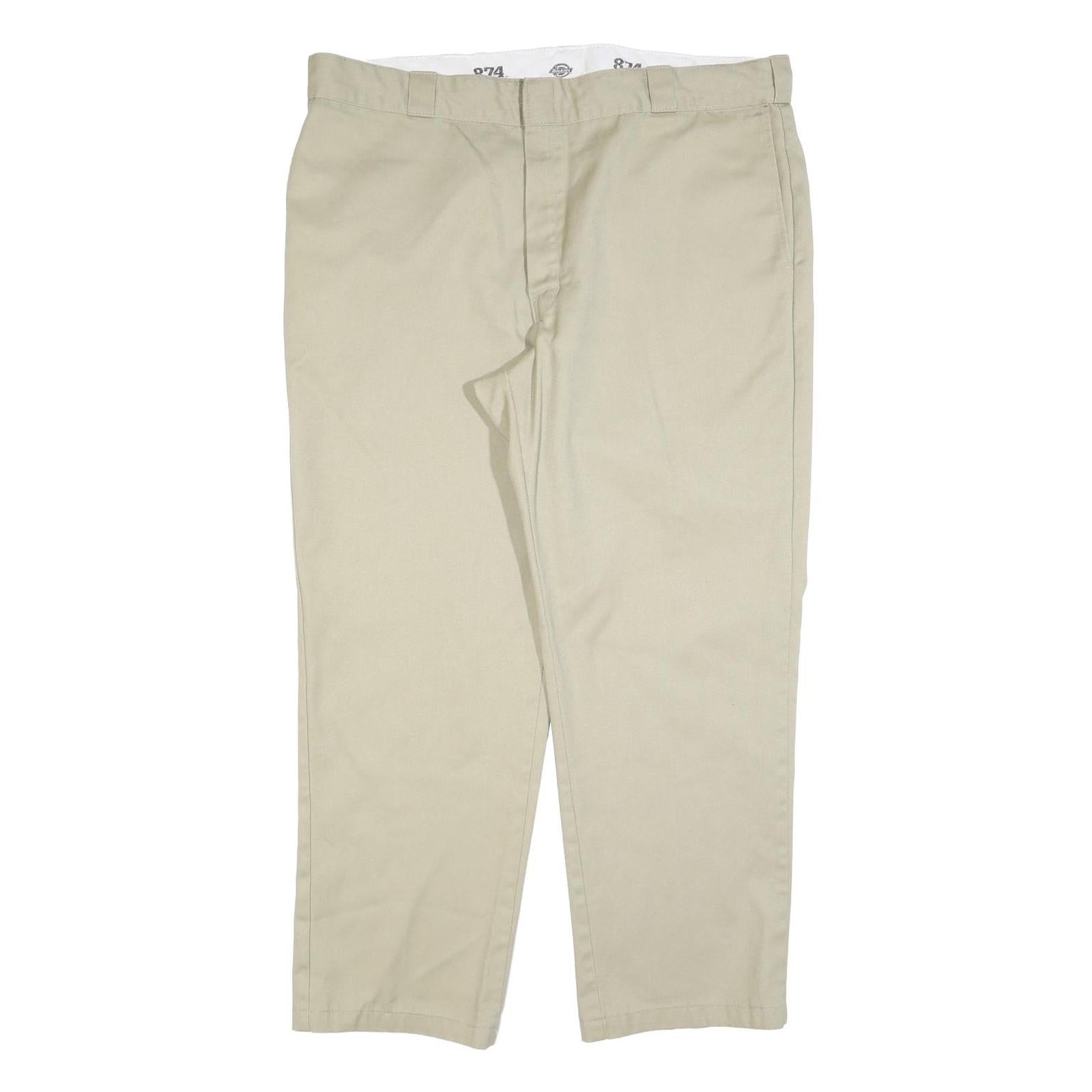 DICKIES Mens Regular Fit Beige Cotton Blend Trousers W42 L30 Workwear Zip Refurbished - N/A refurbished available on Cerqular