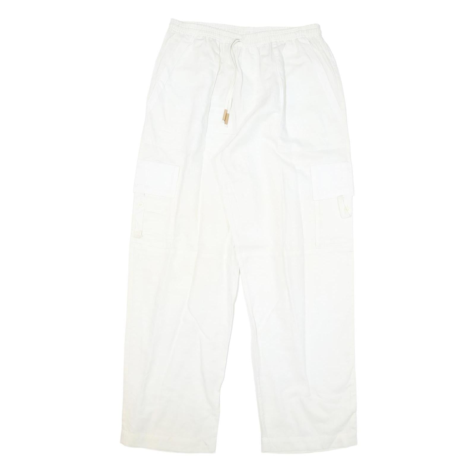 BY MITZY Mens Cotton Blend White Relaxed Drawstring Cargo Trousers W29 L30 Refurbished - N/A refurbished available on Cerqular