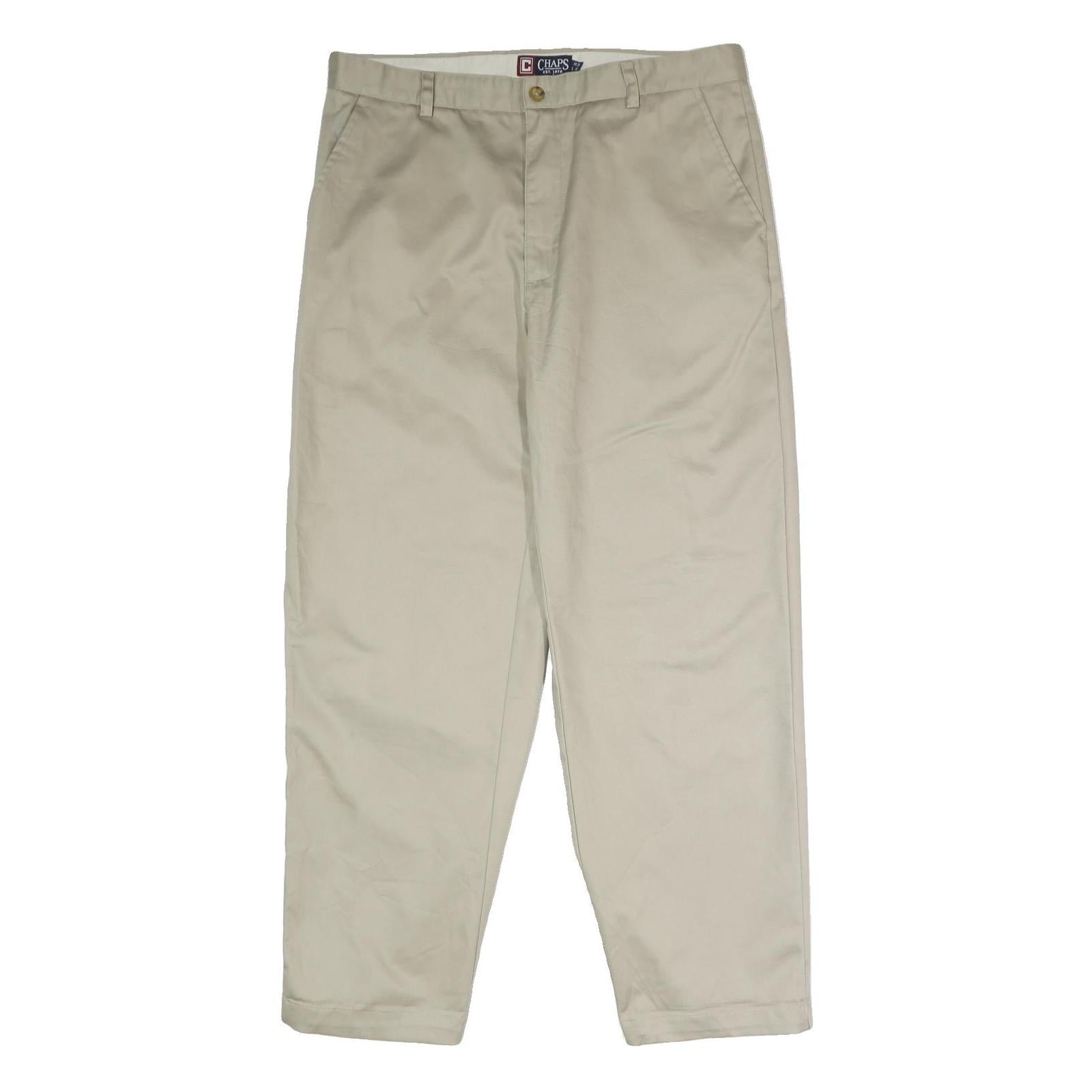 CHAPS Mens Classic Beige Cotton Trousers W36 L30 Straight Zip Closure Smart Refurbished - N/A refurbished available on Cerqular