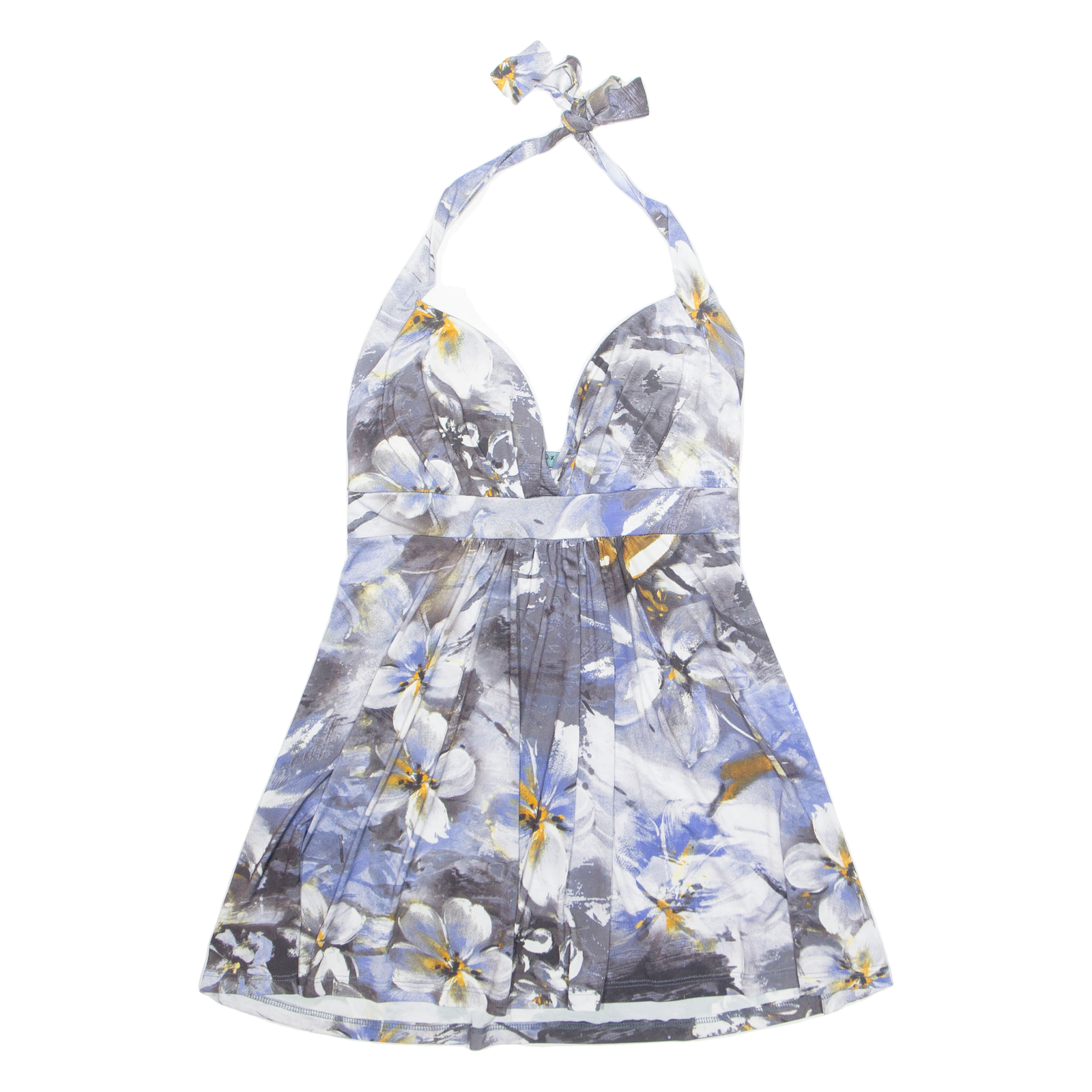 UNYX Padded Womens Halter Neck Blouse Blue Sleeveless Crazy Pattern S Refurbished - N/A refurbished available on Cerqular
