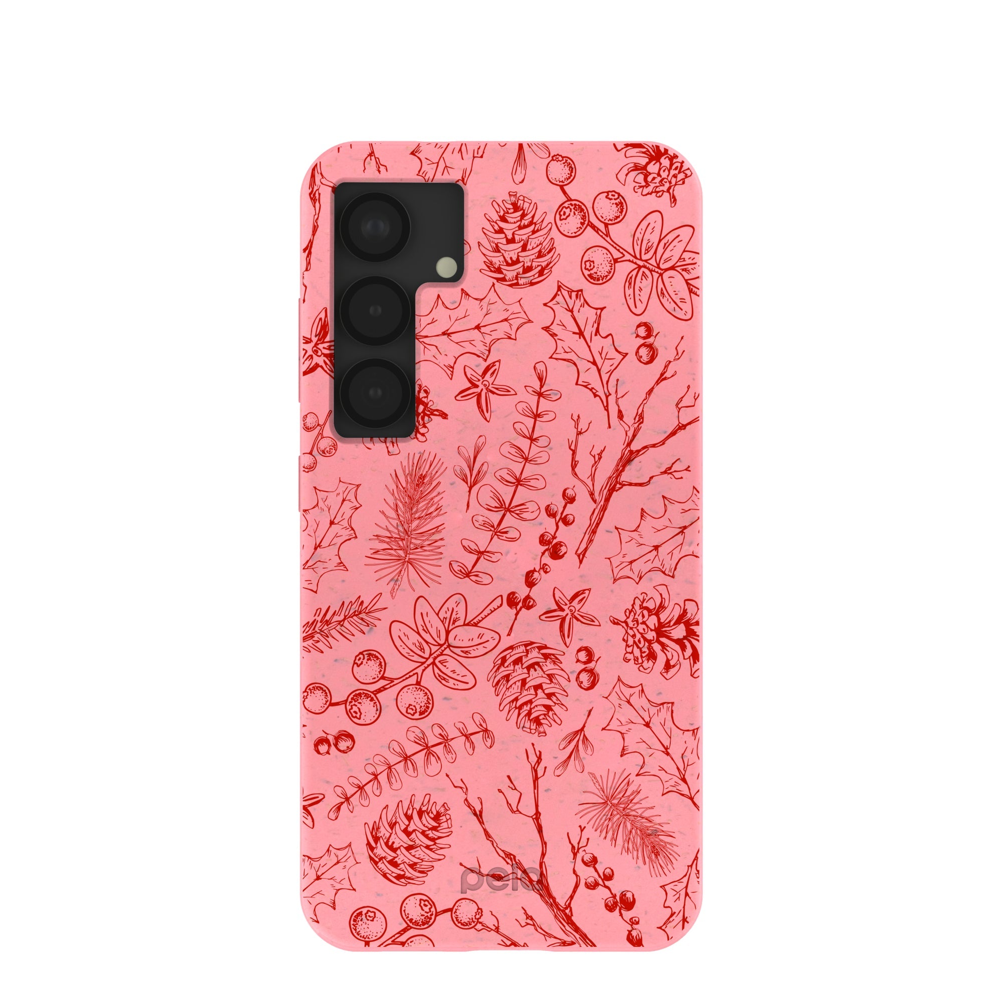 Bubblegum Pink Festive Forest Samsung Galaxy S25 Case Refurbished - Pela Case refurbished available on Cerqular