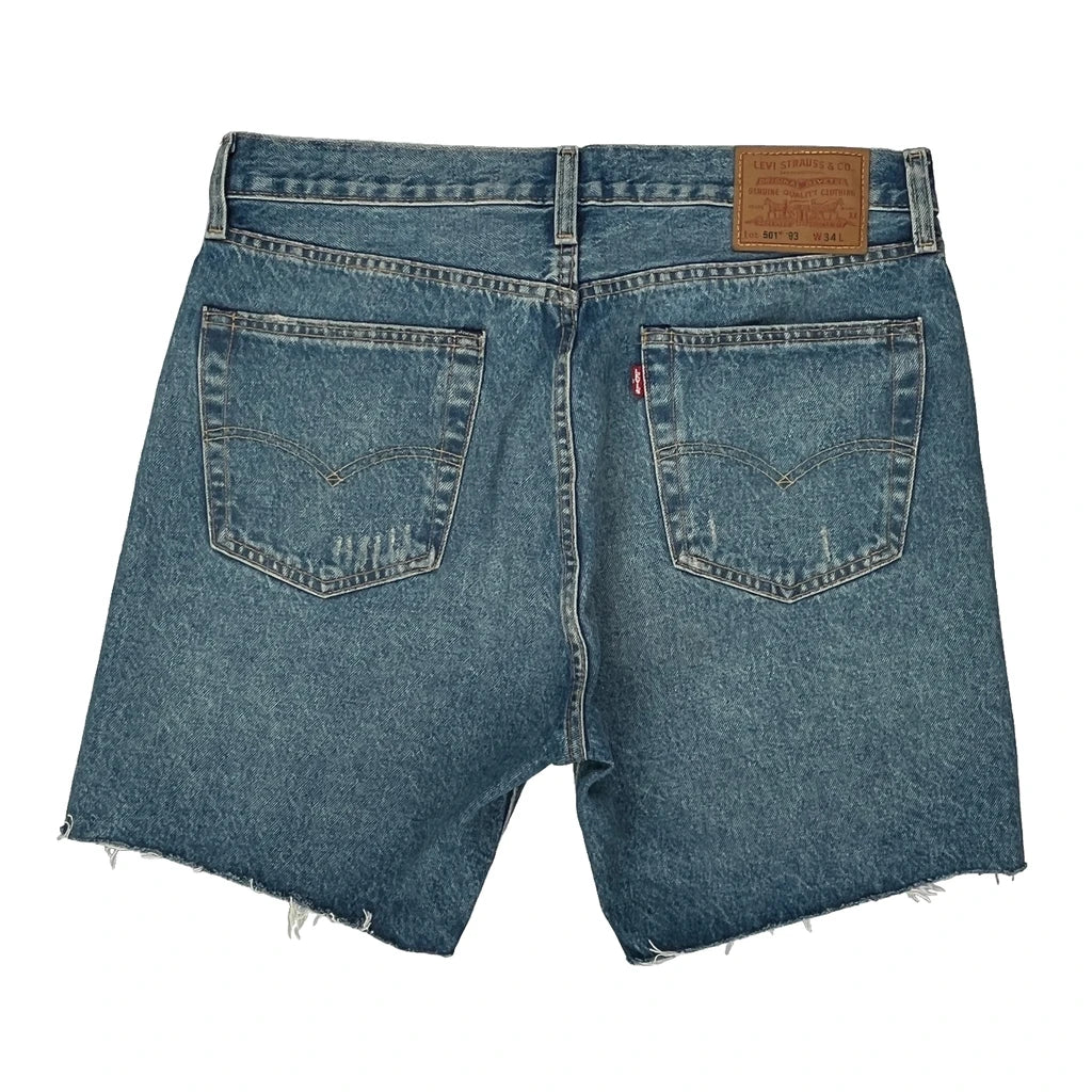 Levis Denim Shorts - 34W 9L Blue Denim Refurbished - Thrifted (note: this is a term often used to describe second- refurbished available on Cerqular