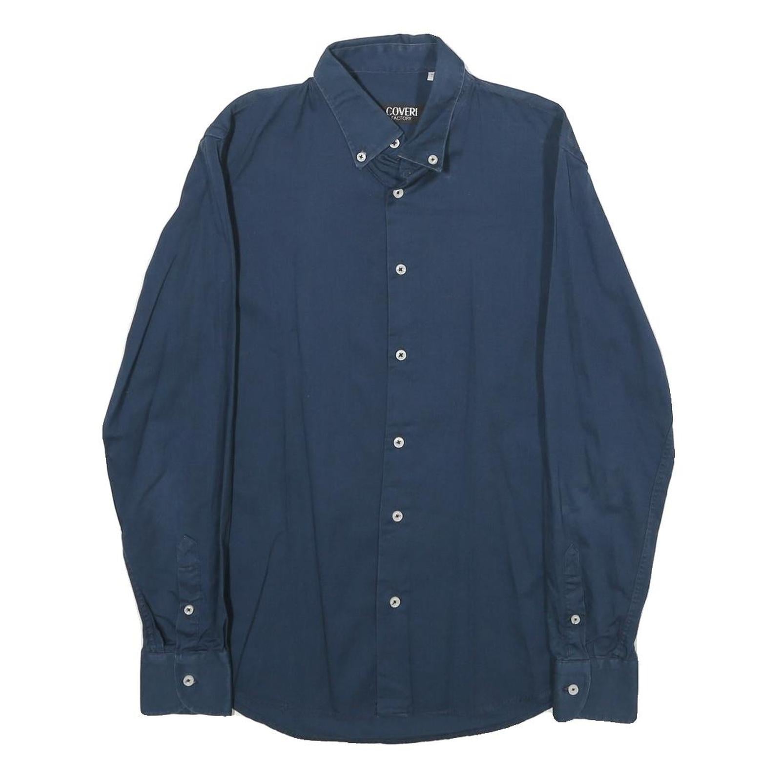COVERI FACTORY Mens Blue Shirt S Button-Down Collar Long Sleeve Classic Fit Refurbished - N/A refurbished available on Cerqular
