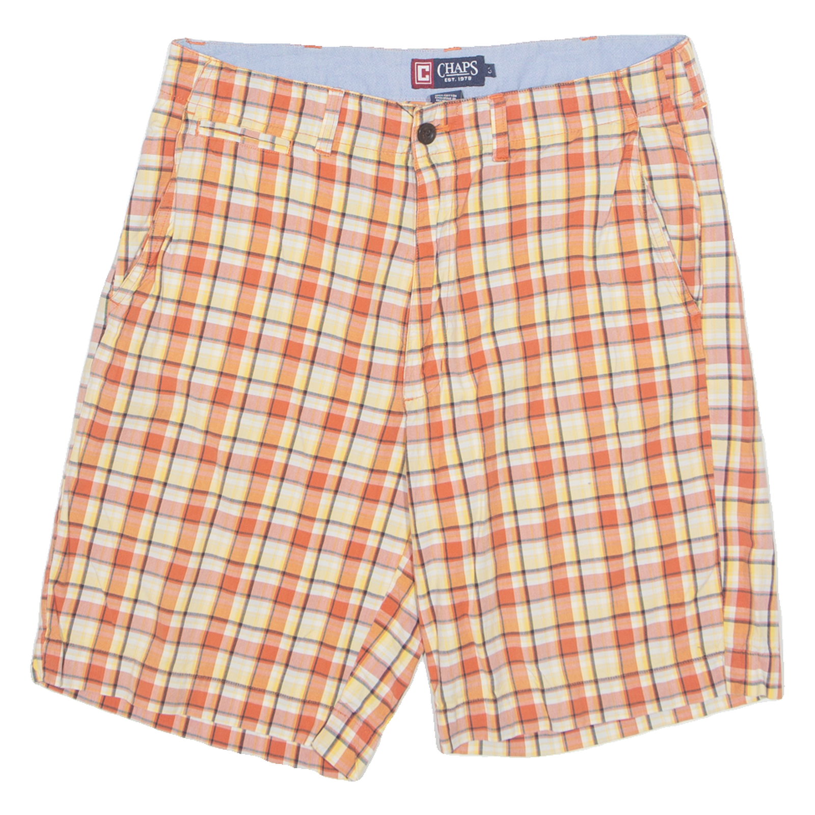 CHAPS Mens Chino Shorts Orange 90s Check M W33 Refurbished - N/A refurbished available on Cerqular