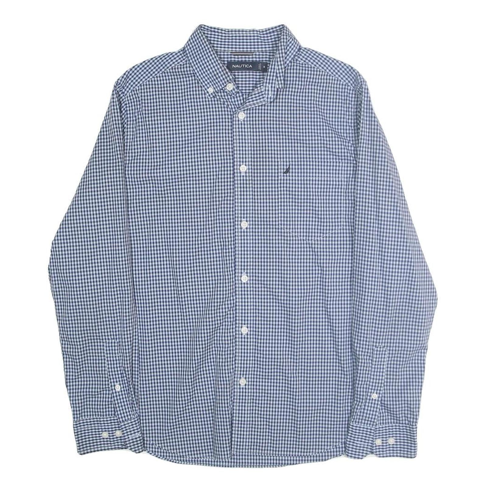 NAUTICA Mens Blue Check Shirt M Cotton Long Sleeve Button-Down Casual Refurbished - N/A refurbished available on Cerqular