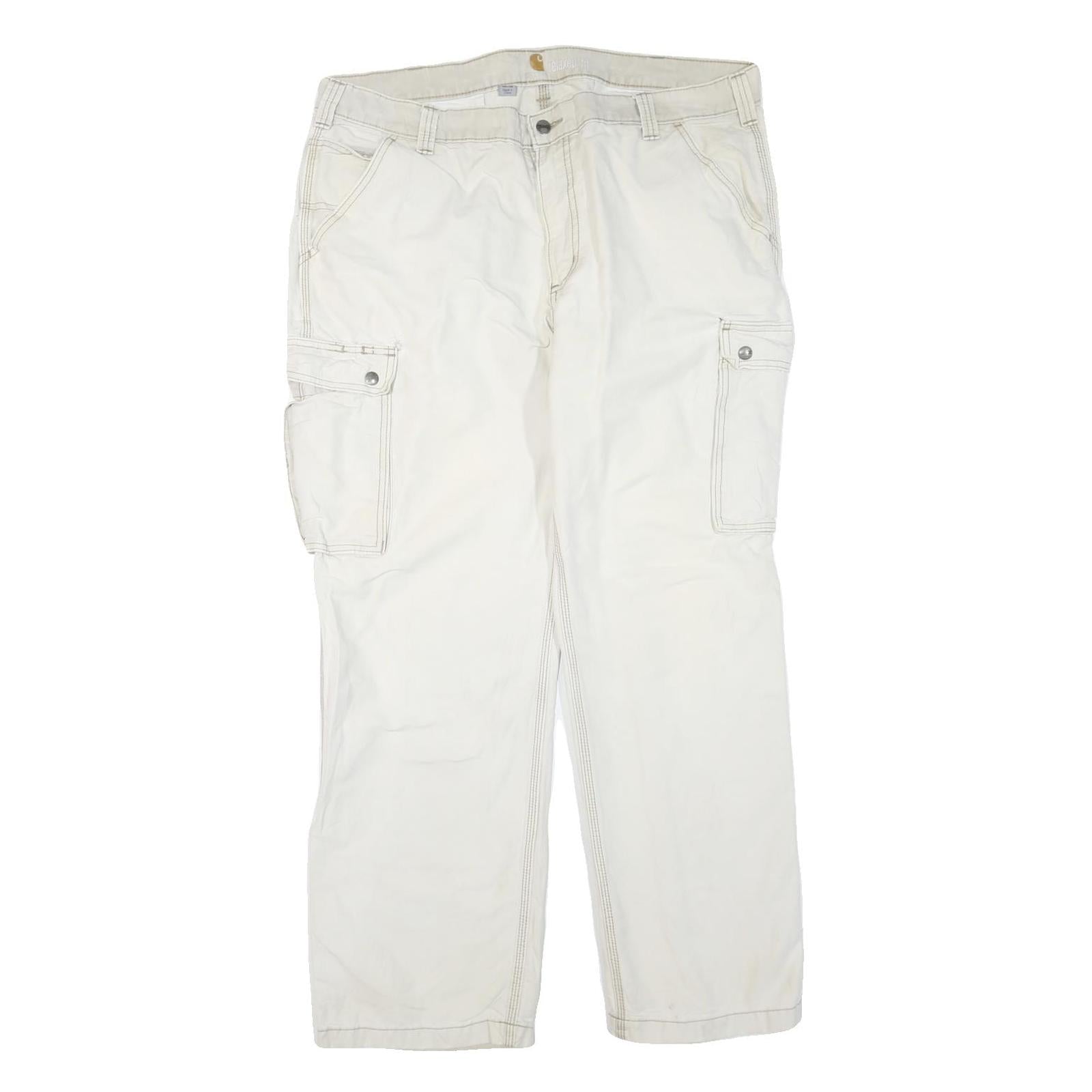 CARHARTT Mens Cotton Blend White Workwear Regular Straight Trousers W40 L32 Refurbished - N/A refurbished available on Cerqular