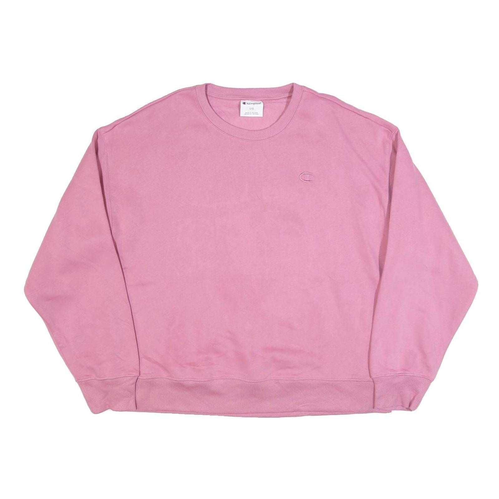 CHAMPION Womens Pink Crew Neck L Cotton Blend Sweatshirt Casual Essential Refurbished - N/A refurbished available on Cerqular