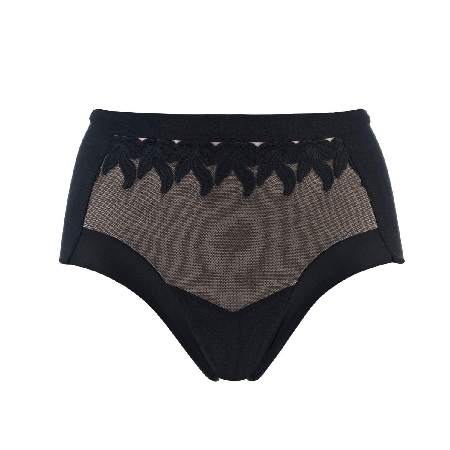 Ornate- Silk & Organic Cotton Full Brief | Size: 10 | Color: Black Refurbished - Julie May Lingerie refurbished available on Cerqular